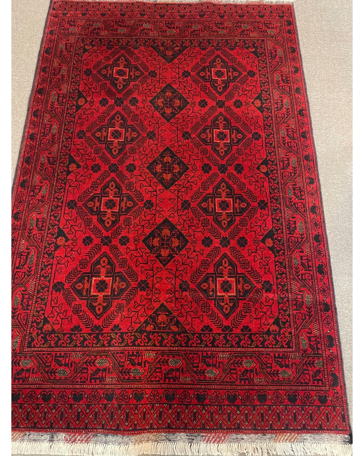 Tribal Afghan Rug – Red Medallion Design | 200 x 125 cm