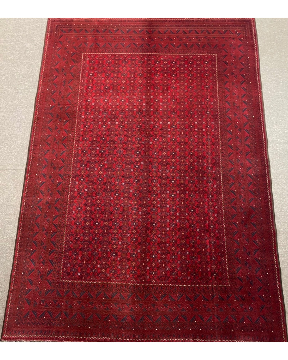 Tribal Afghan Rug – Deep Red All-Over Pattern | 300 x 200 cm