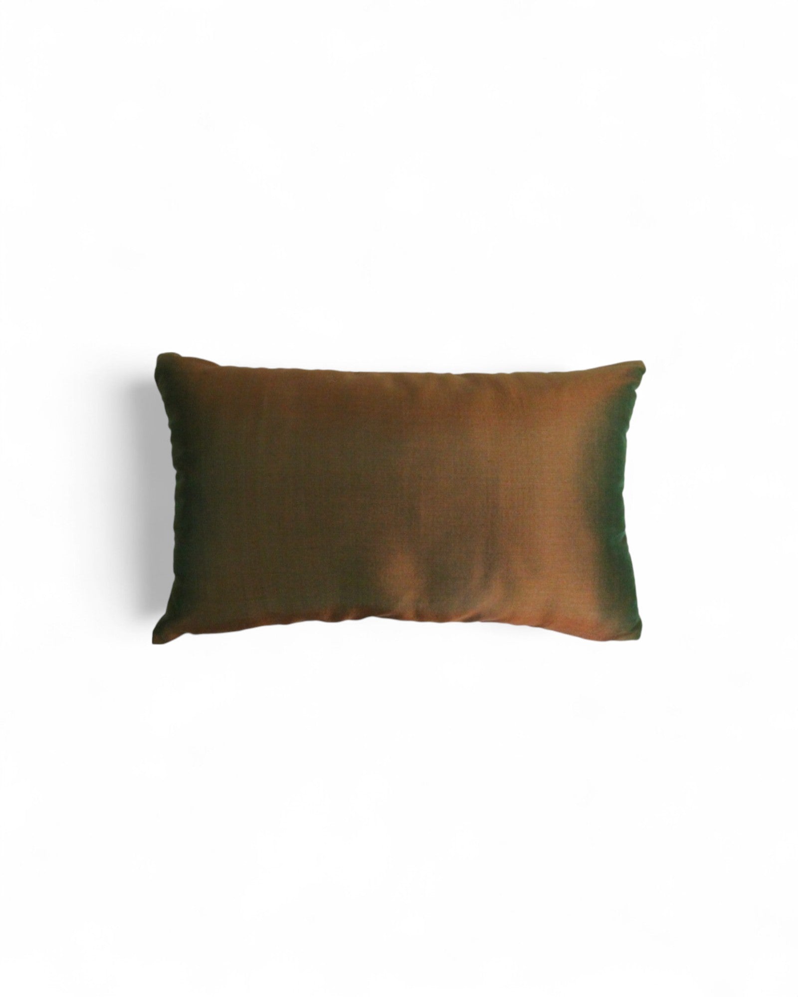 Lumbar Cushion in Handwoven Silk & Mudmee Silk Centre - Olive Green & Orange