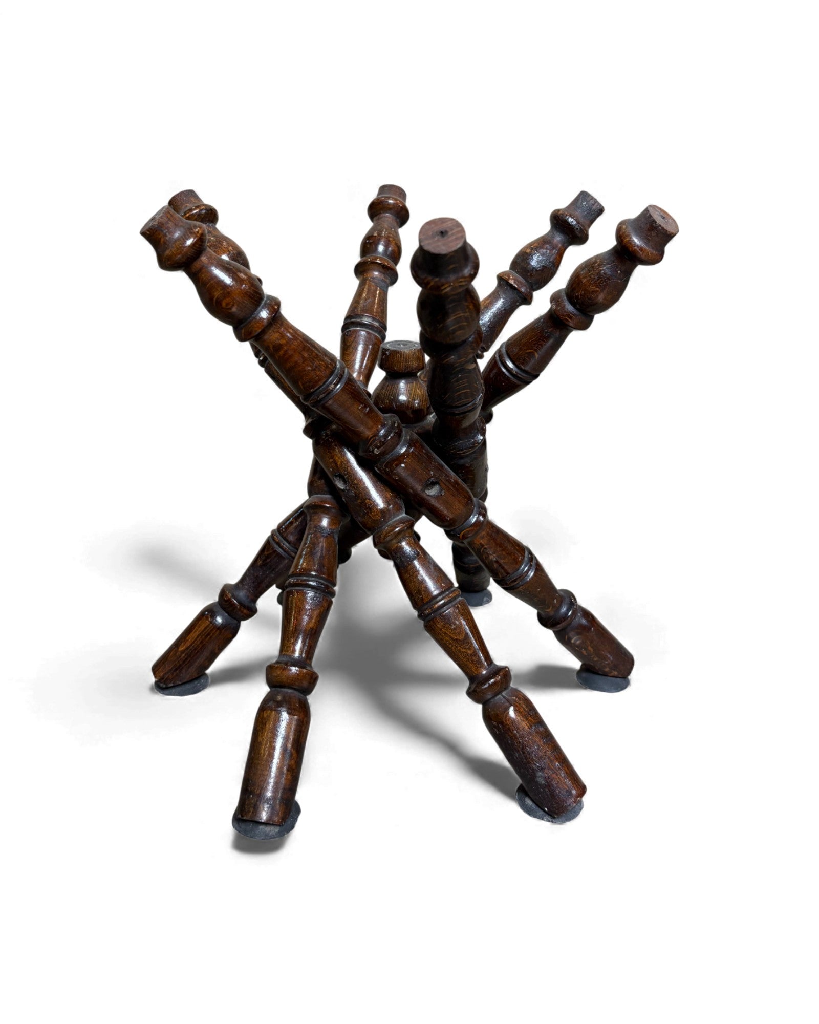 Turned Wood Tripod Stand Vase with Lacquered Gourd Vessel Surround Living - 5