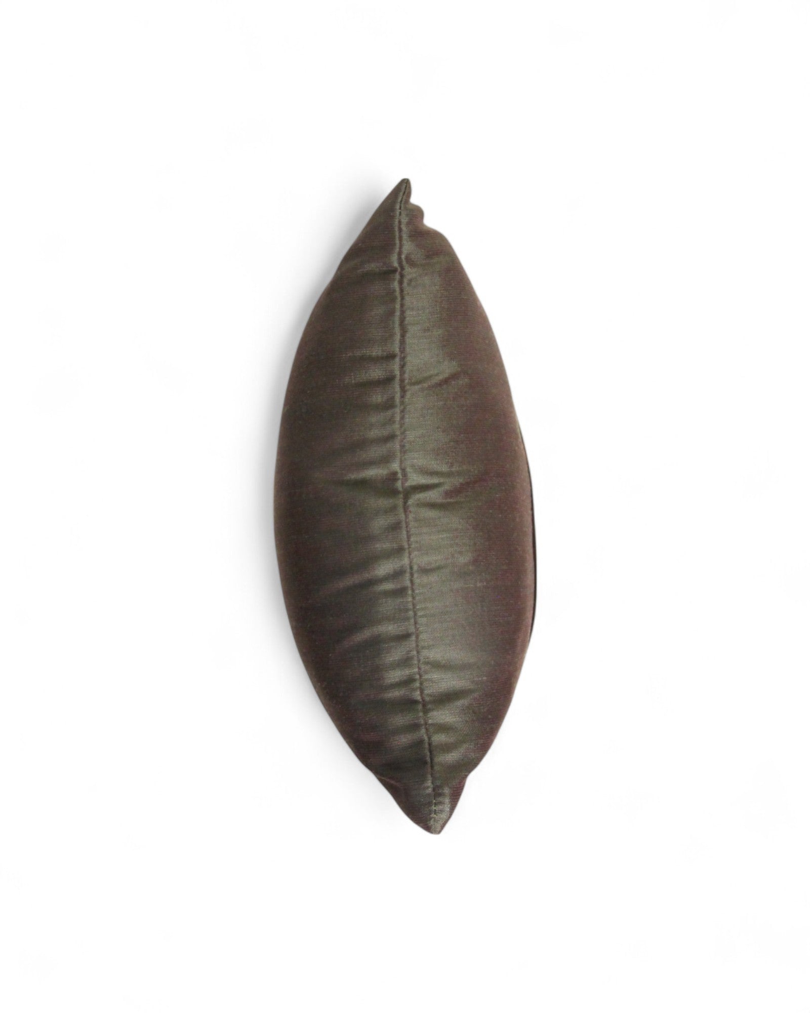 Lumbar Cushion in Handwoven Silk & Mudmee Silk Centre - Deep Taupe Silk