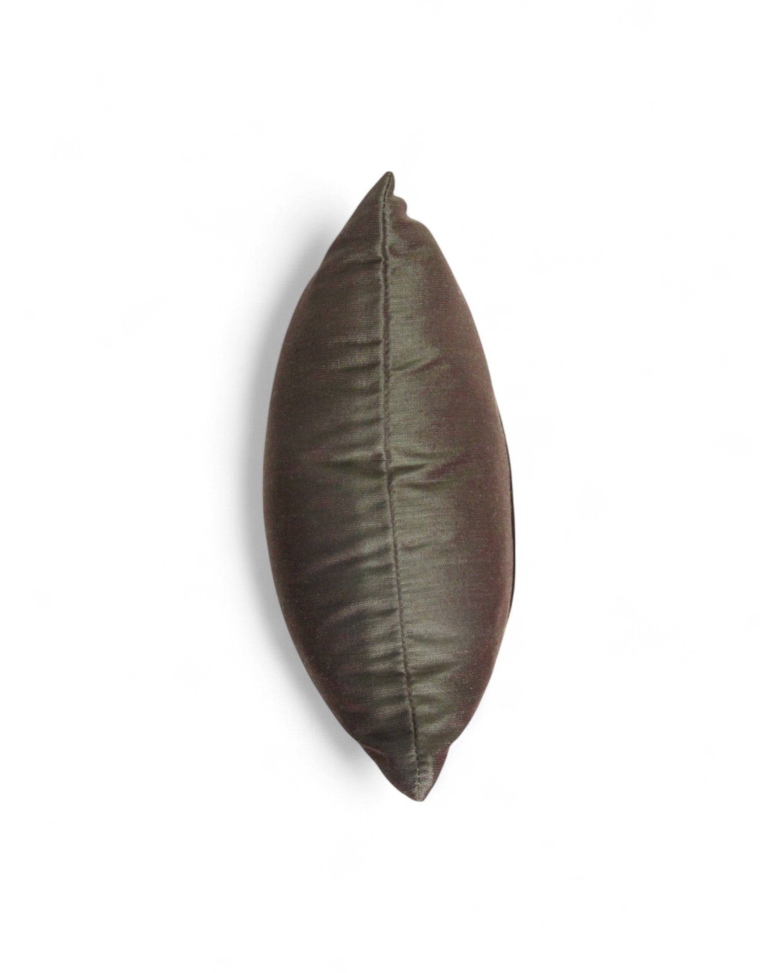 Lumbar Cushion in Handwoven Silk & Mudmee Silk Centre - Deep Taupe Silk