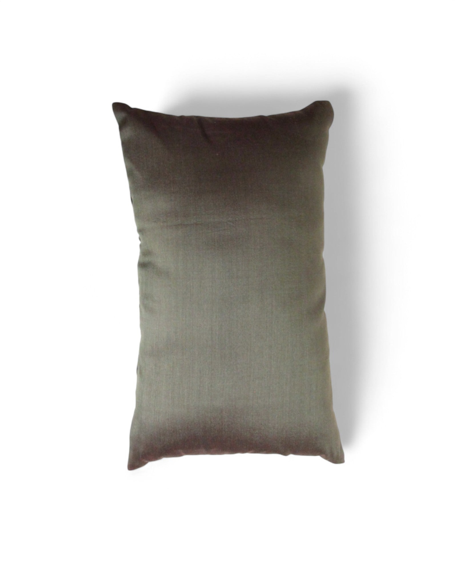 Lumbar Cushion in Handwoven Silk & Mudmee Silk Centre - Deep Taupe Silk