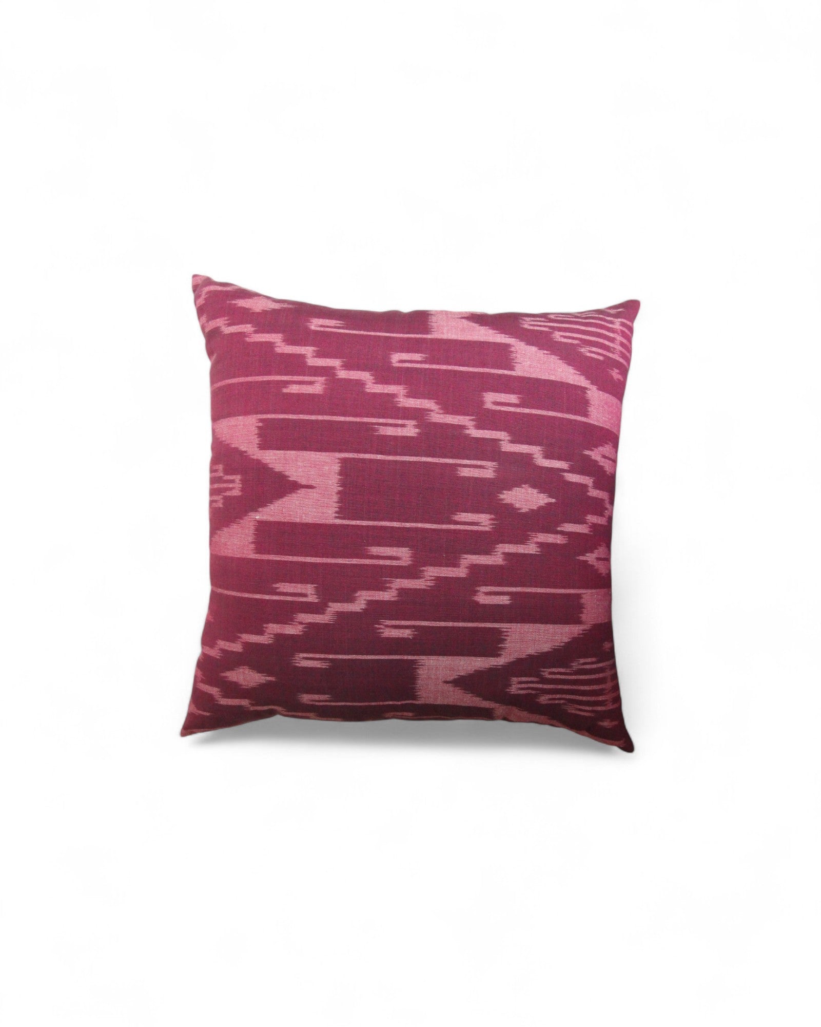 Square Cushion, Handwoven Mudmee (ikat) Fabric - Burgundy