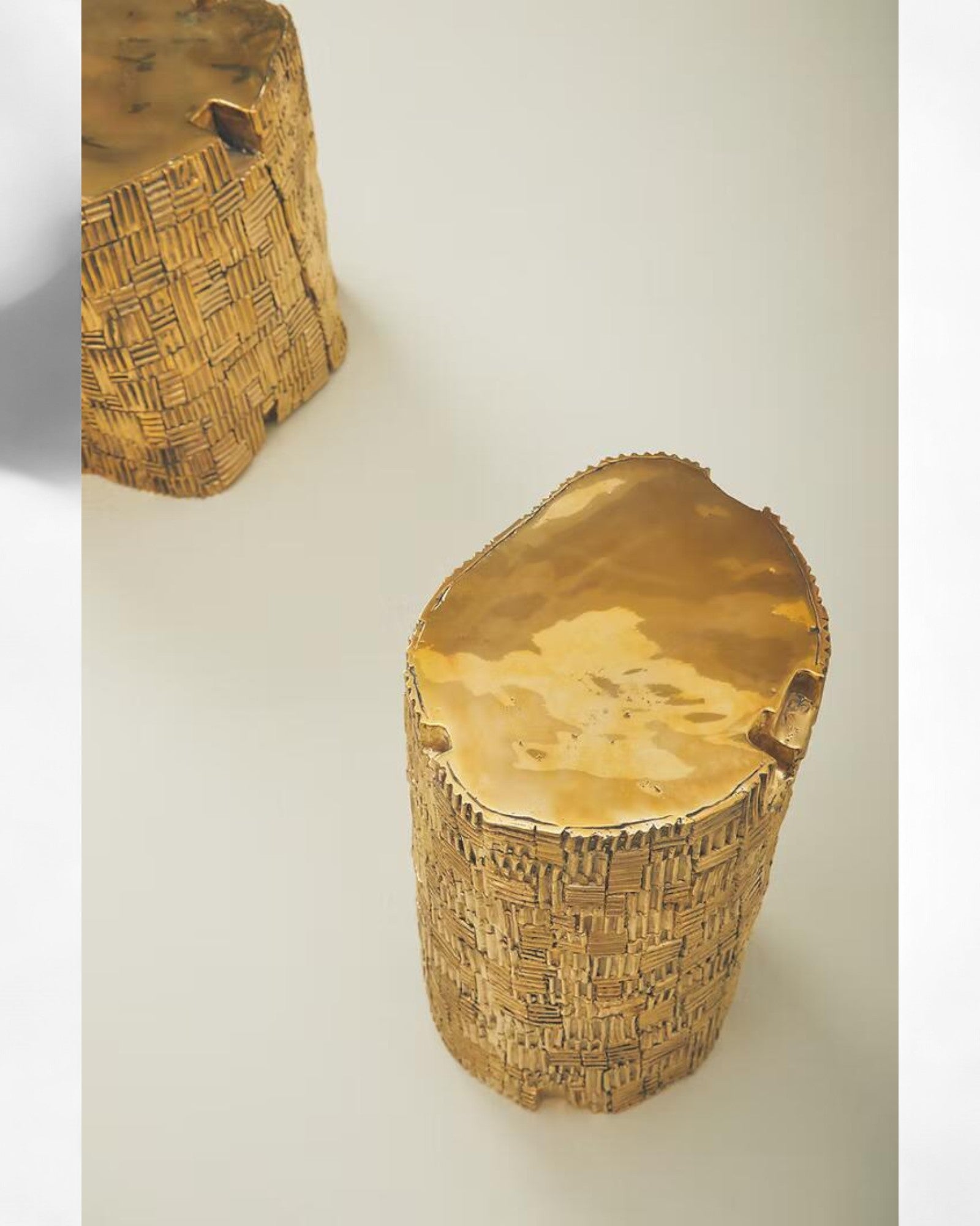 Log Stool (S) - Polished Brass