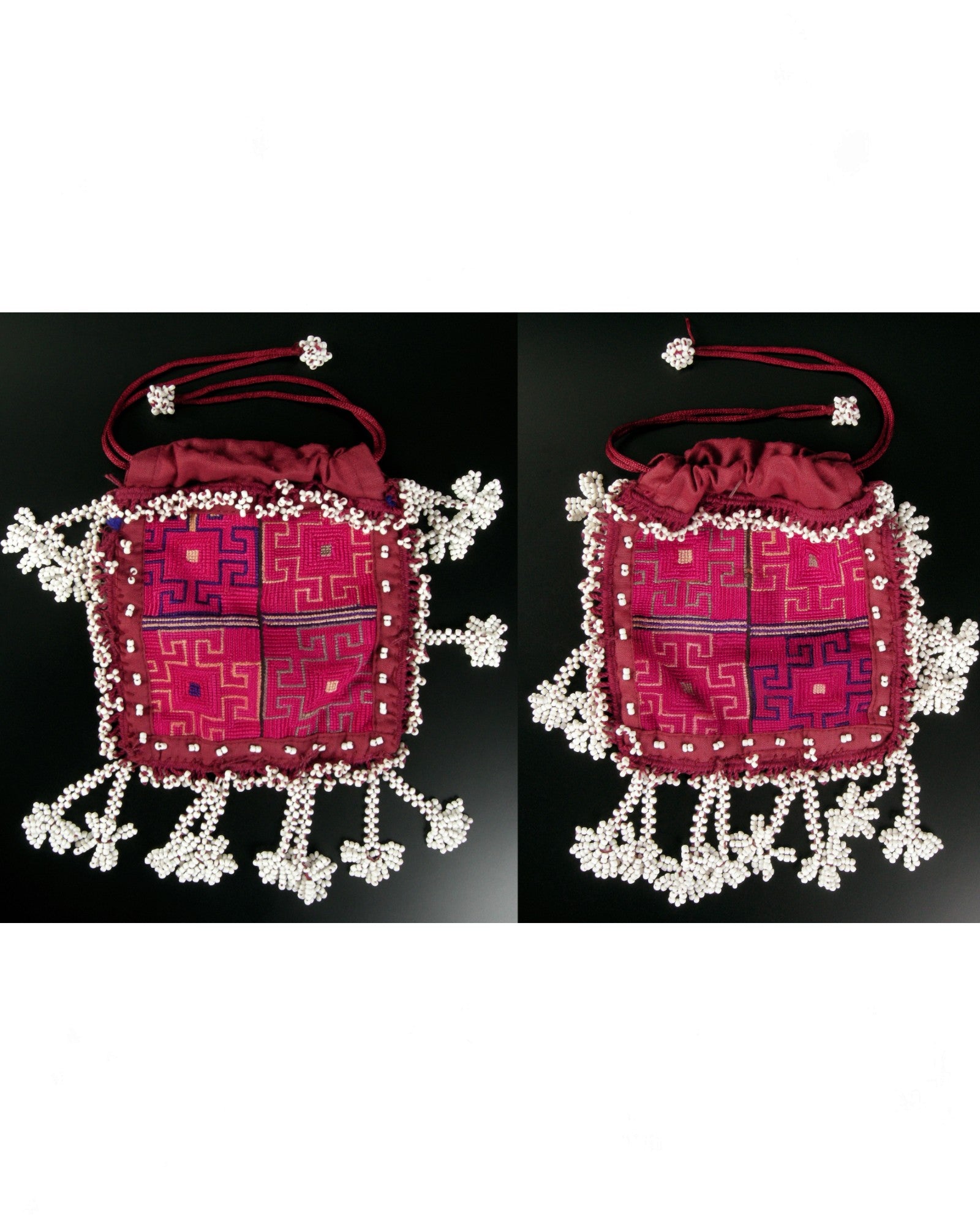 Swat Valley Beaded Purse With Fine Silk Embroidery - Crimson - Surround Living - 5