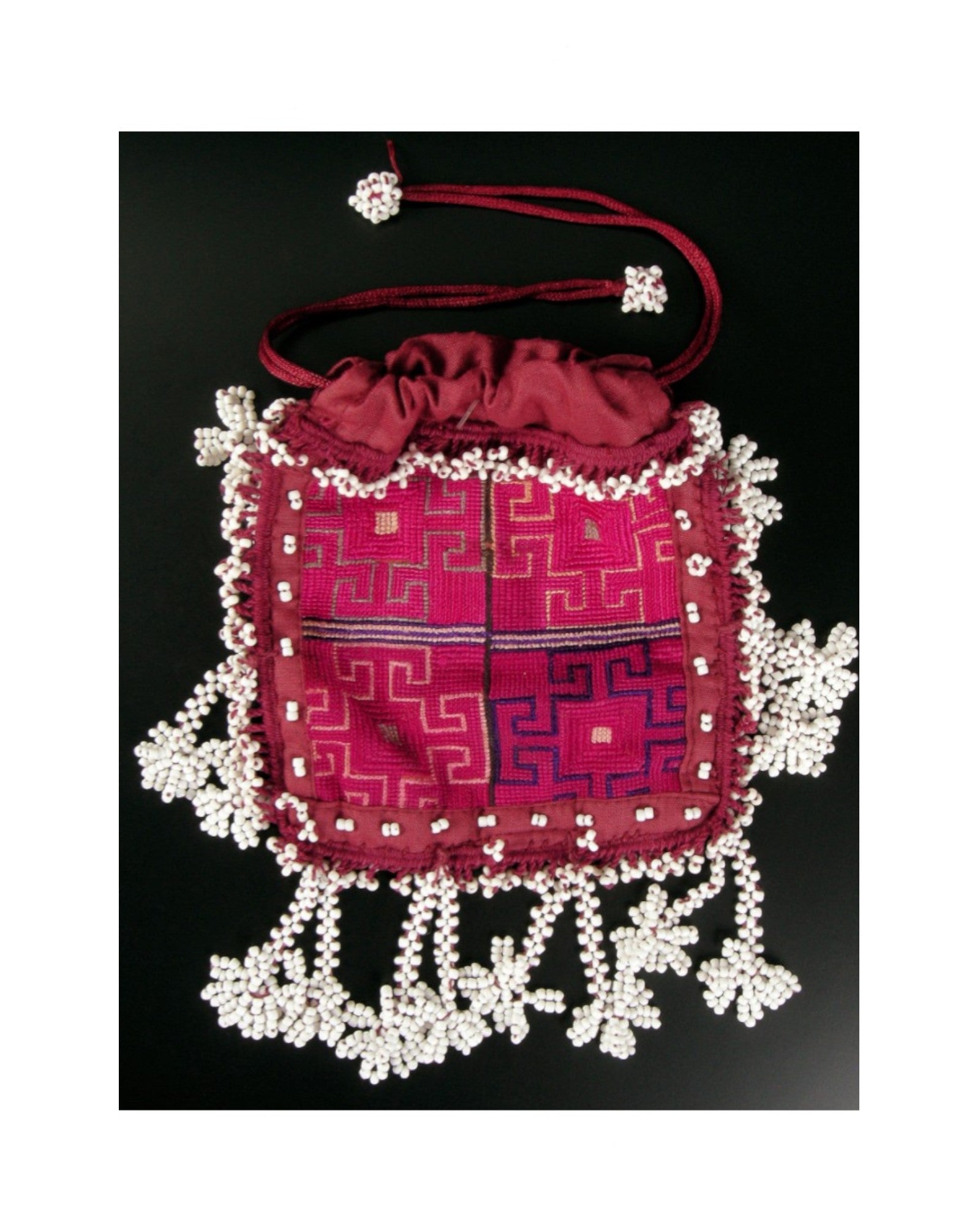 Swat Valley Beaded Purse With Fine Silk Embroidery - Crimson - Surround Living - 6