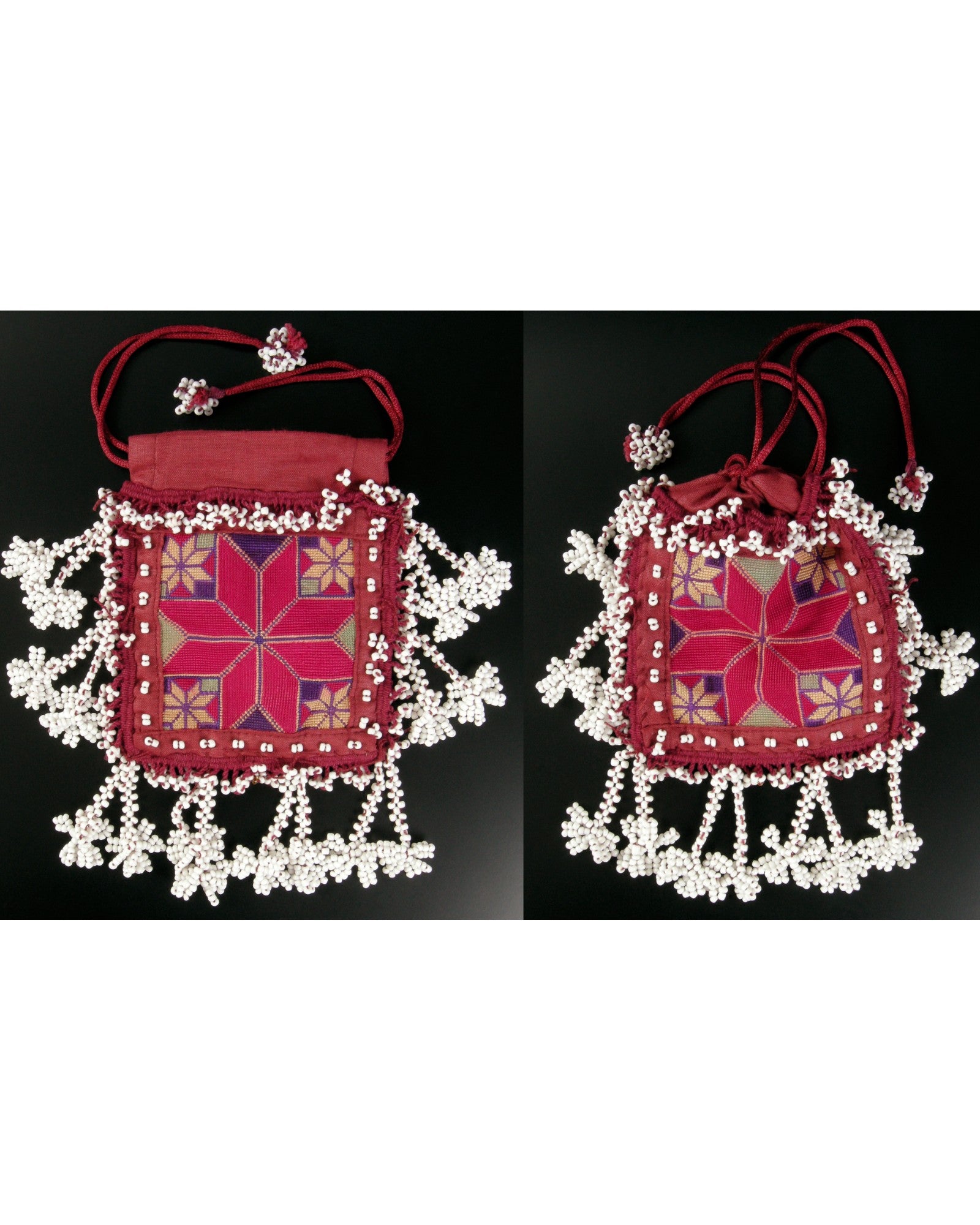 15 Beaded Purse With Fine Silk Embroidery - Floral Red & White - Surround Living - 6