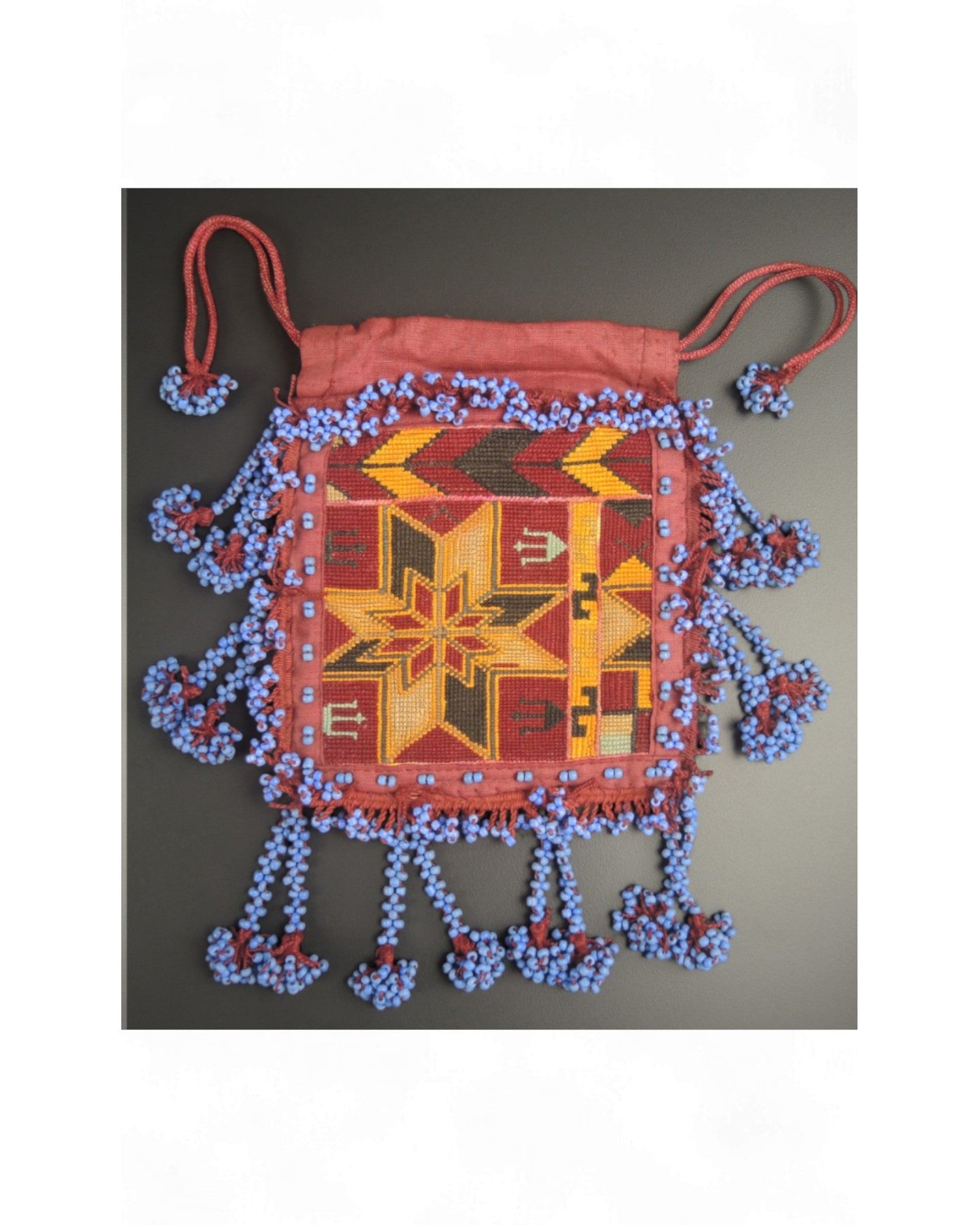 Swat Valley Beaded Purse With Fine Silk Embroidery - Pink & Blue - Surround Living - 6