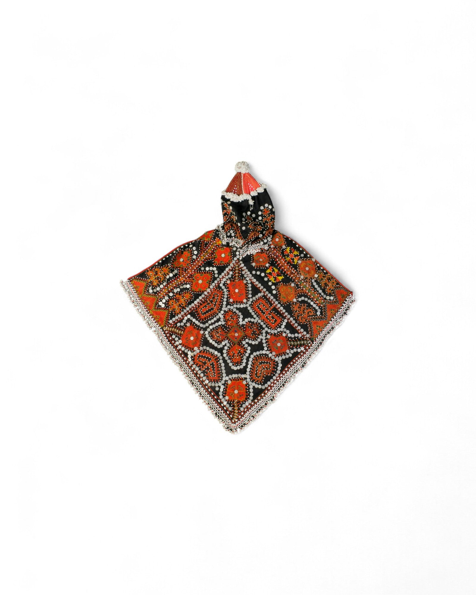 Kohistan Beaded Girl’s Ceremonial Cap with Embroidered Cape