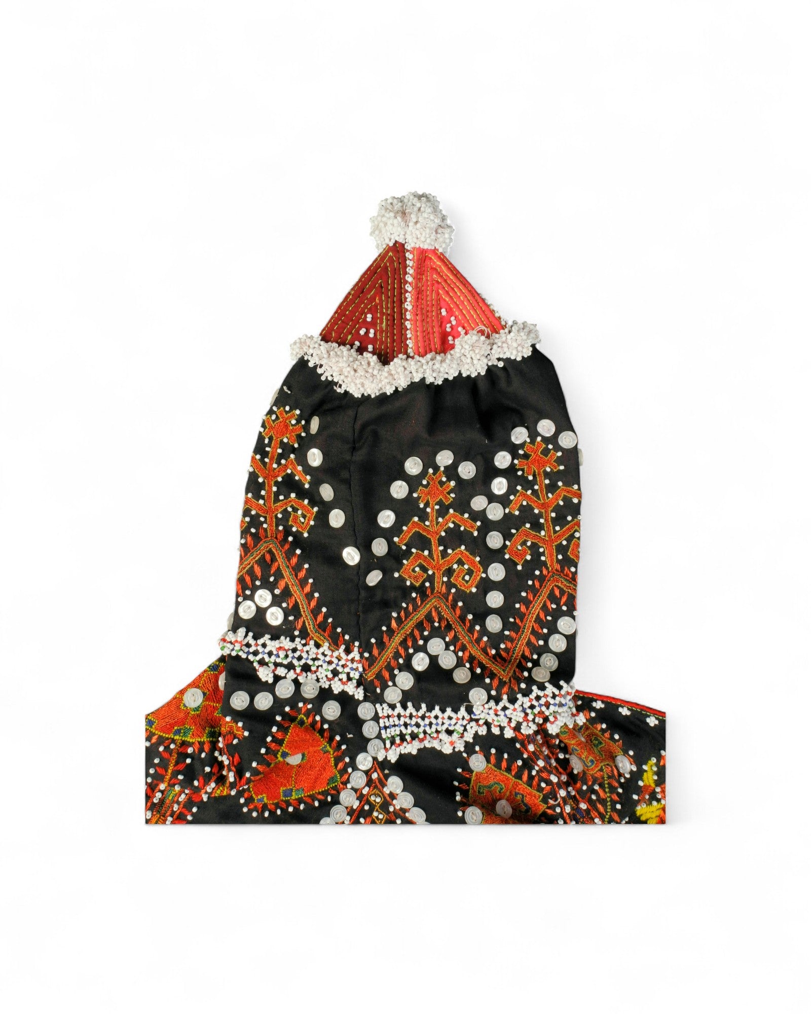 Kohistan Beaded Girl’s Ceremonial Cap with Embroidered Cape