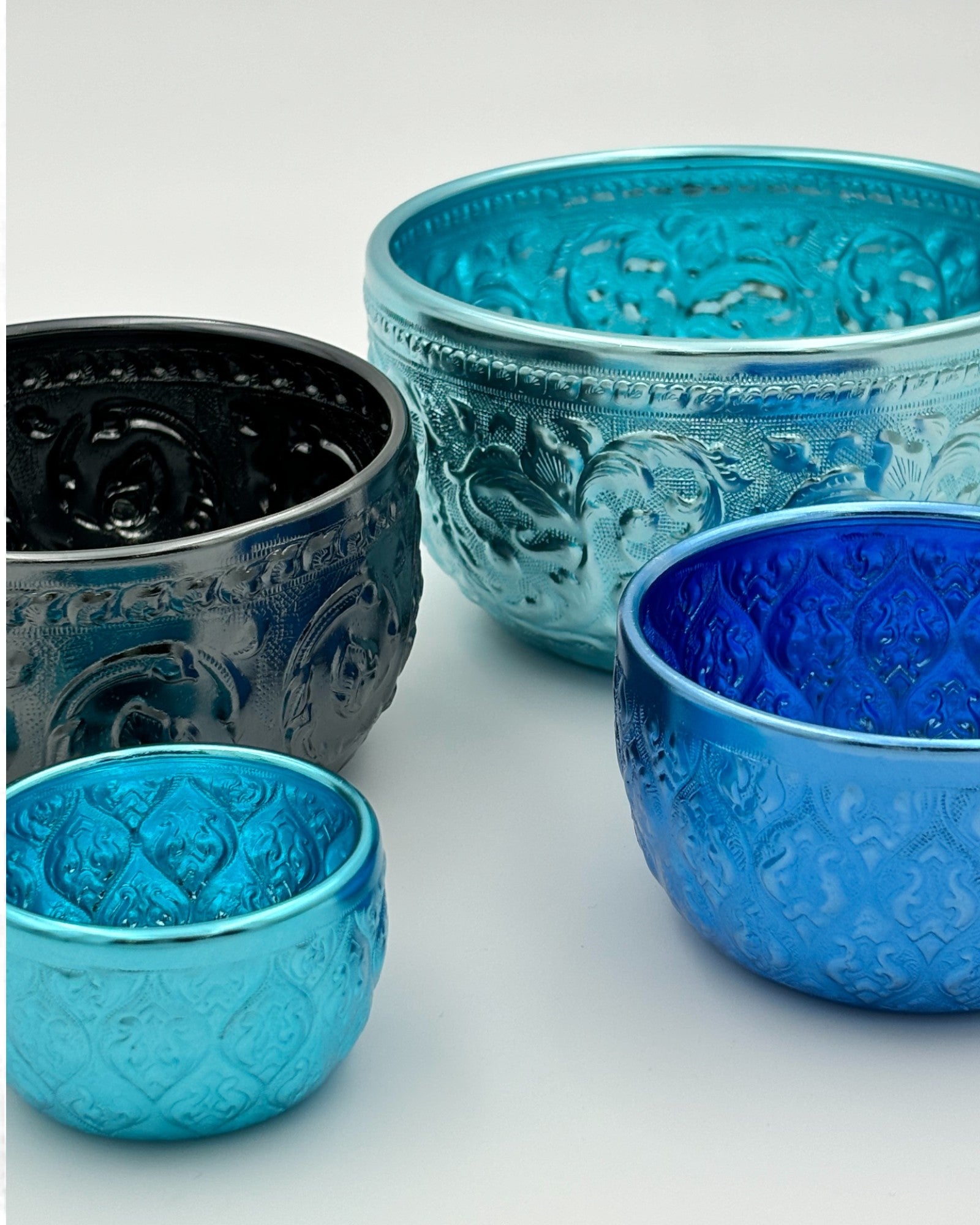 Thai Embossed Aluminium Nesting Bowls Set of 4 - Surround Living - 4