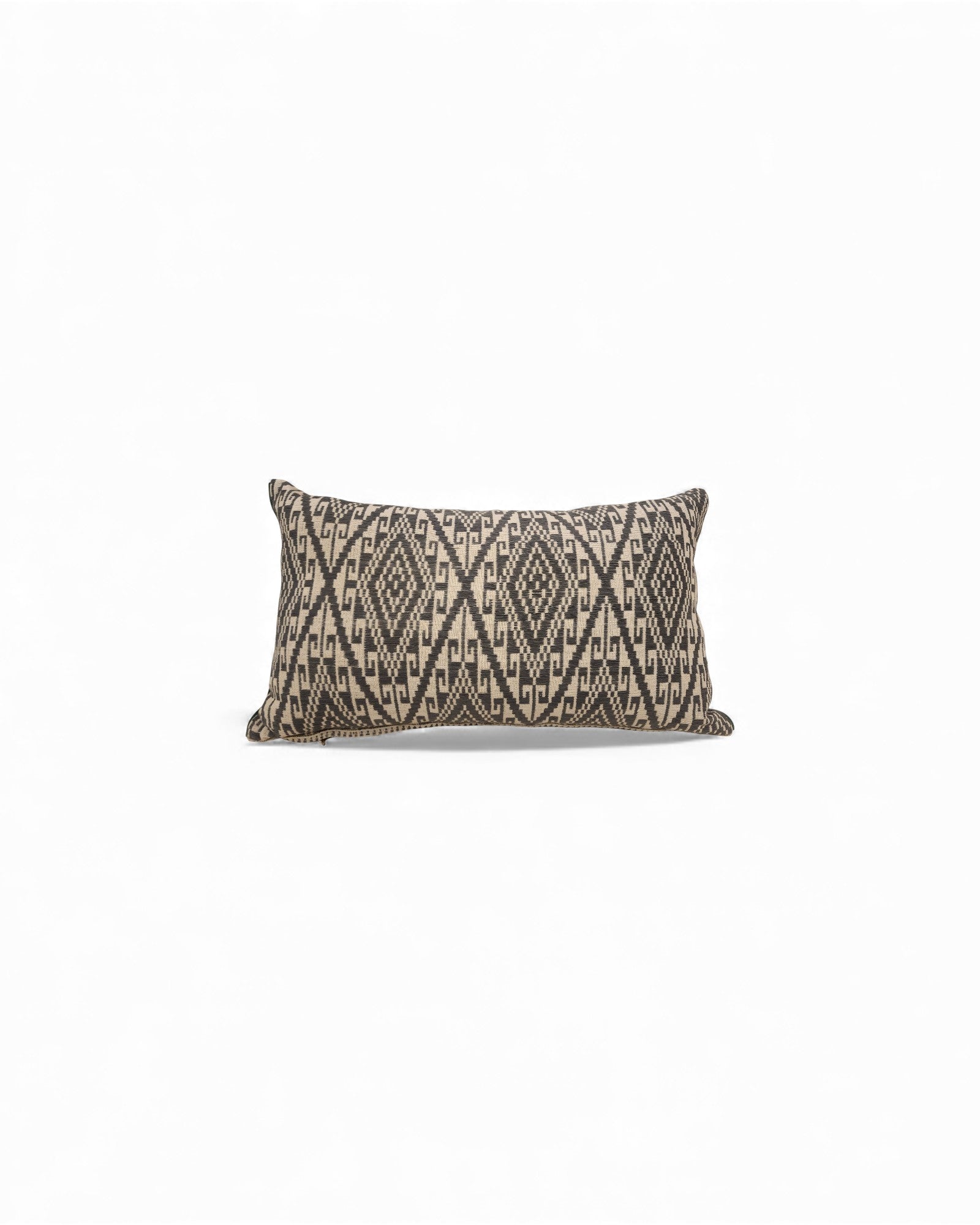 Handwoven Khit Lumbar Cushion - Cream & Misty Green