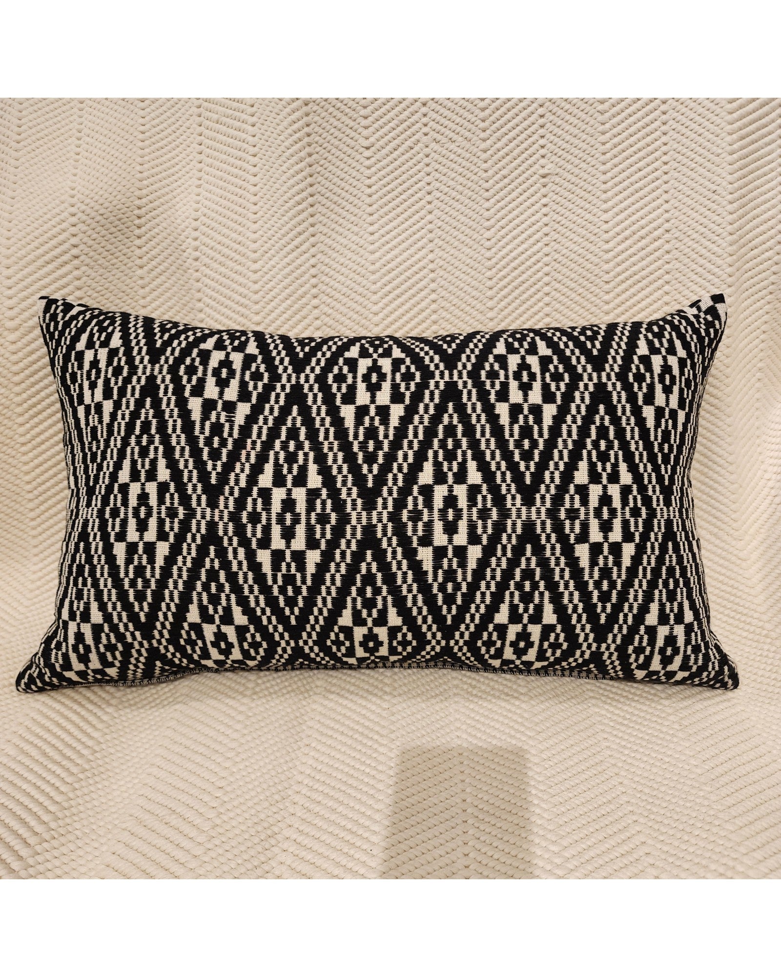 Handwoven Khit Lumbar Cushion - Black & Cream