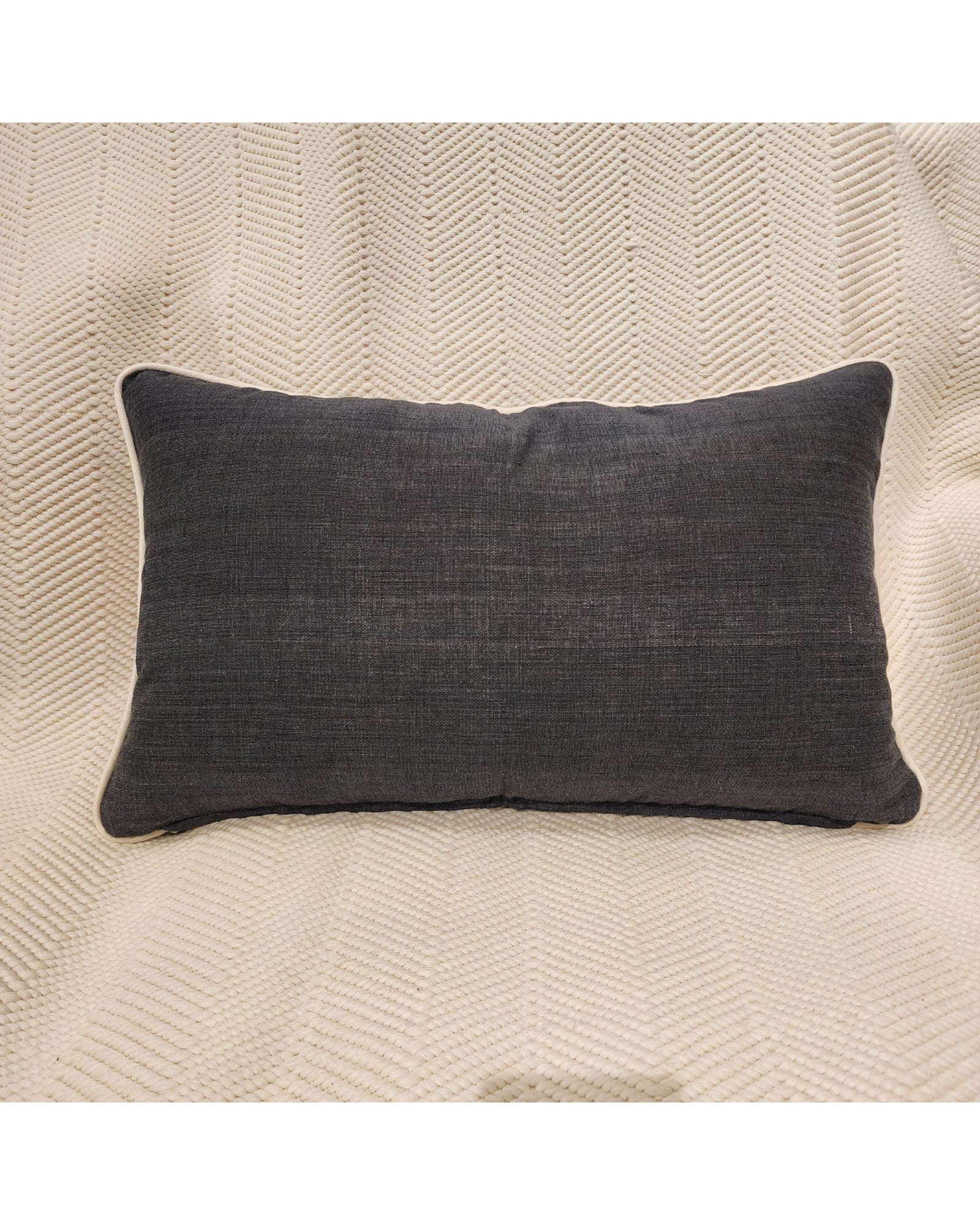 Handwoven Khit Lumbar Cushion - Grey & Red