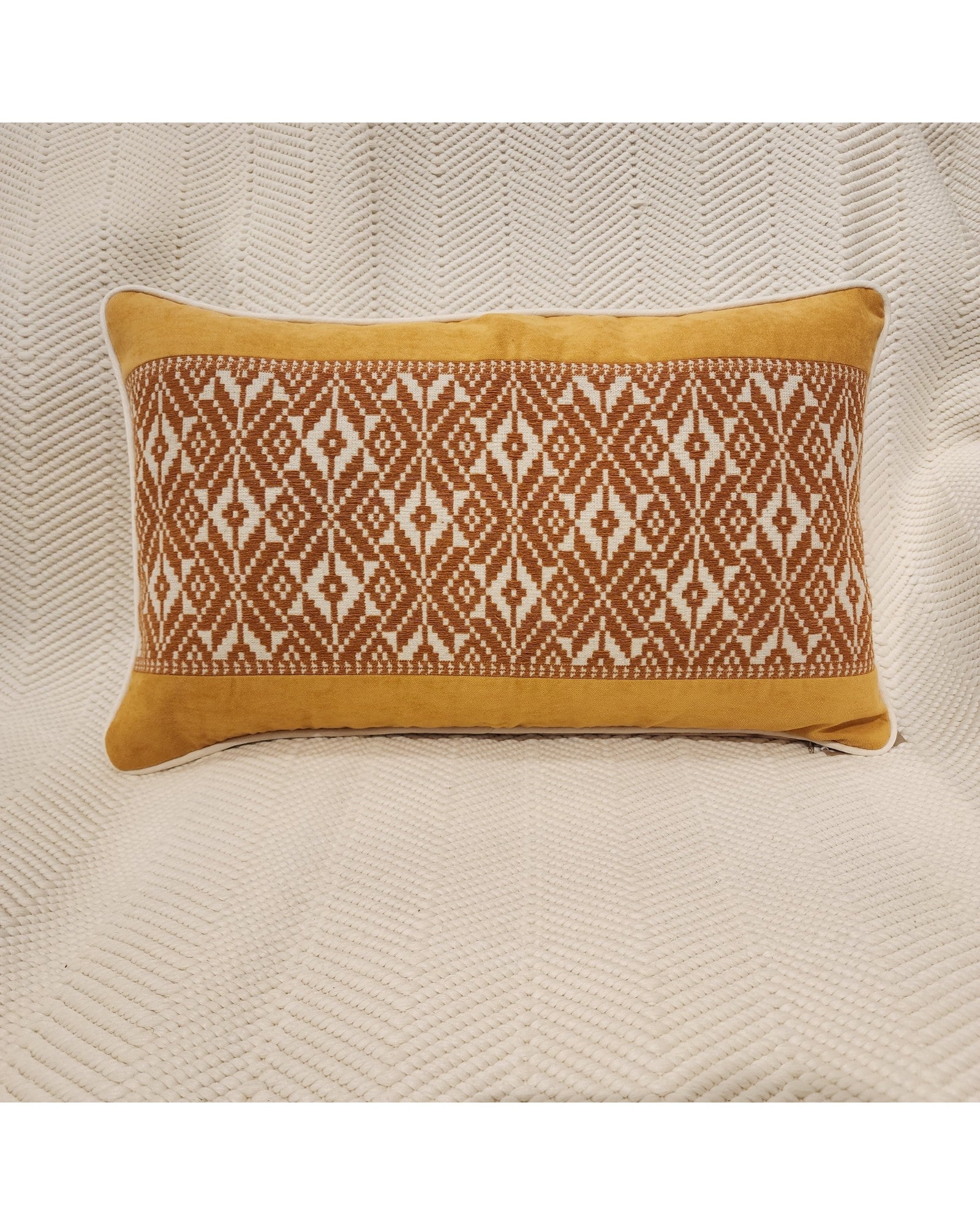 Handwoven Khit Lumbar Cushion - Yellow & Orange
