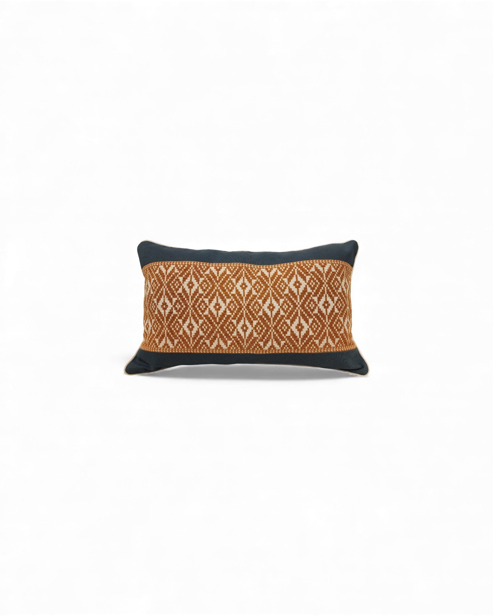 Handwoven Khit Lumbar Cushion - Deep Blue & Orange
