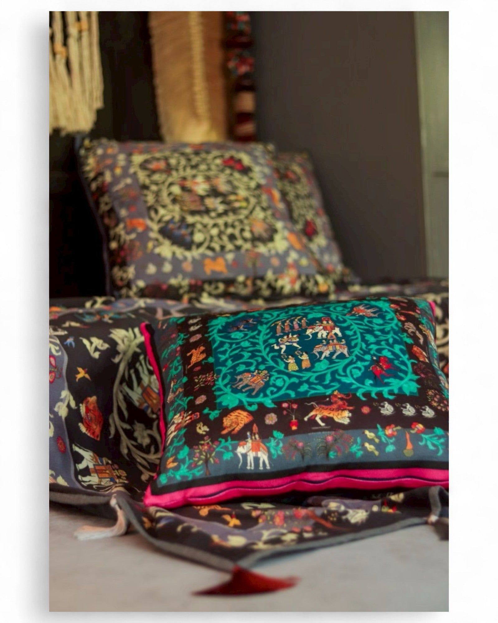 Silk Pillowcases – Square with Thai Fairy Tales Print (Set of 2)