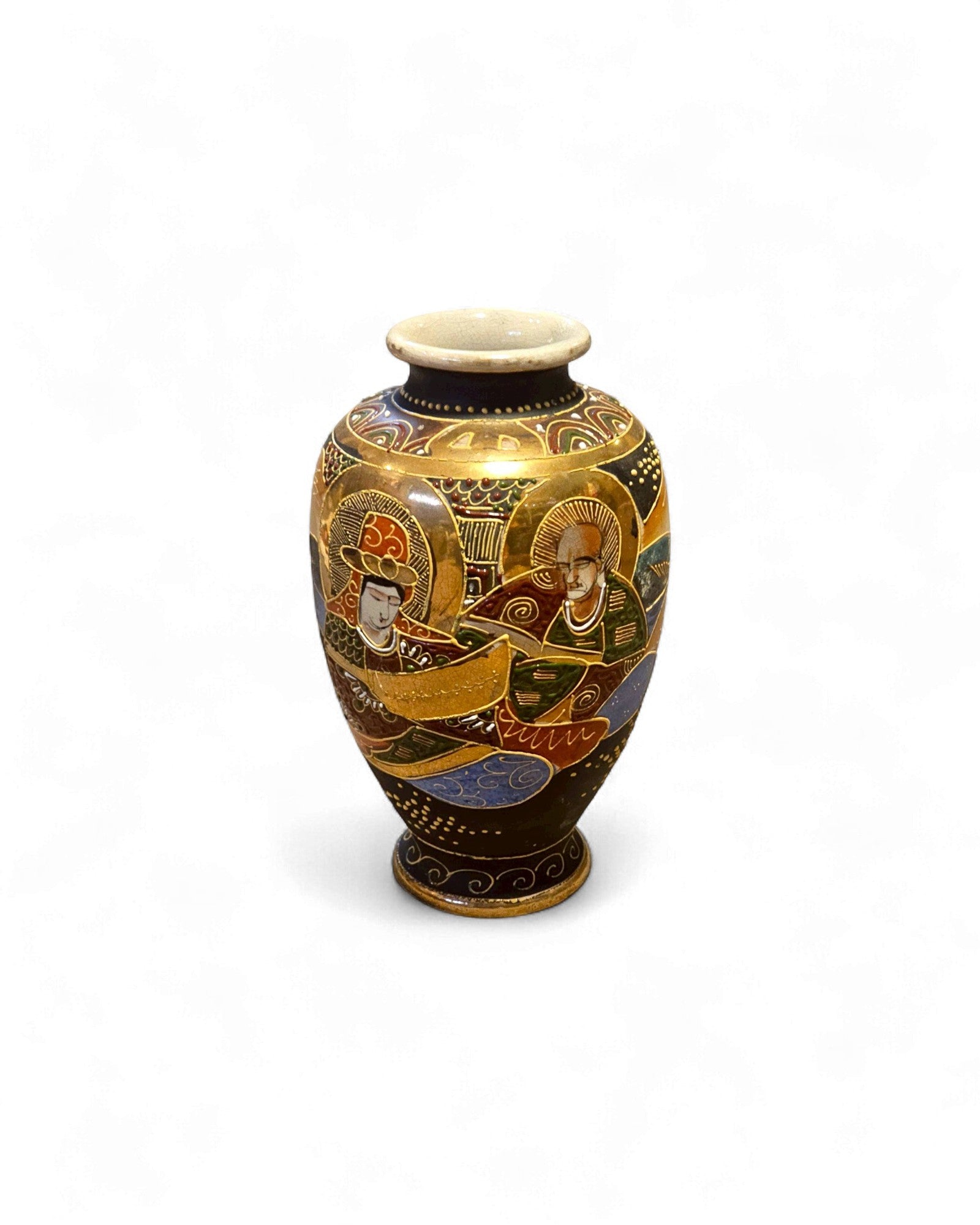 Japanese Kutani Vase with Buddhist Figures