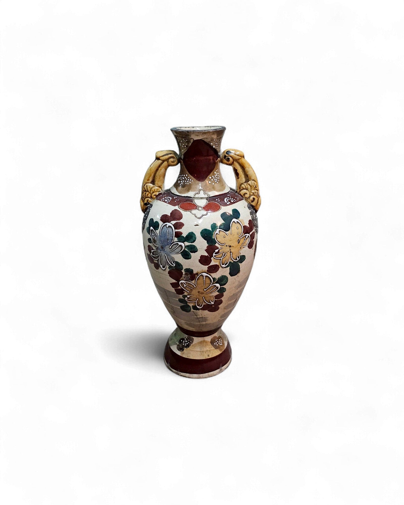 Japanese Kutani-Style Vase with Geisha and Samurai Motifs