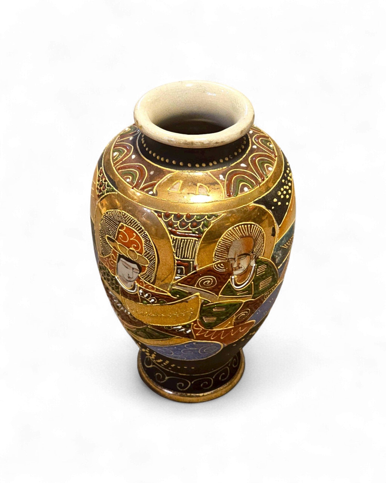 Japanese Kutani Vase with Buddhist Figures