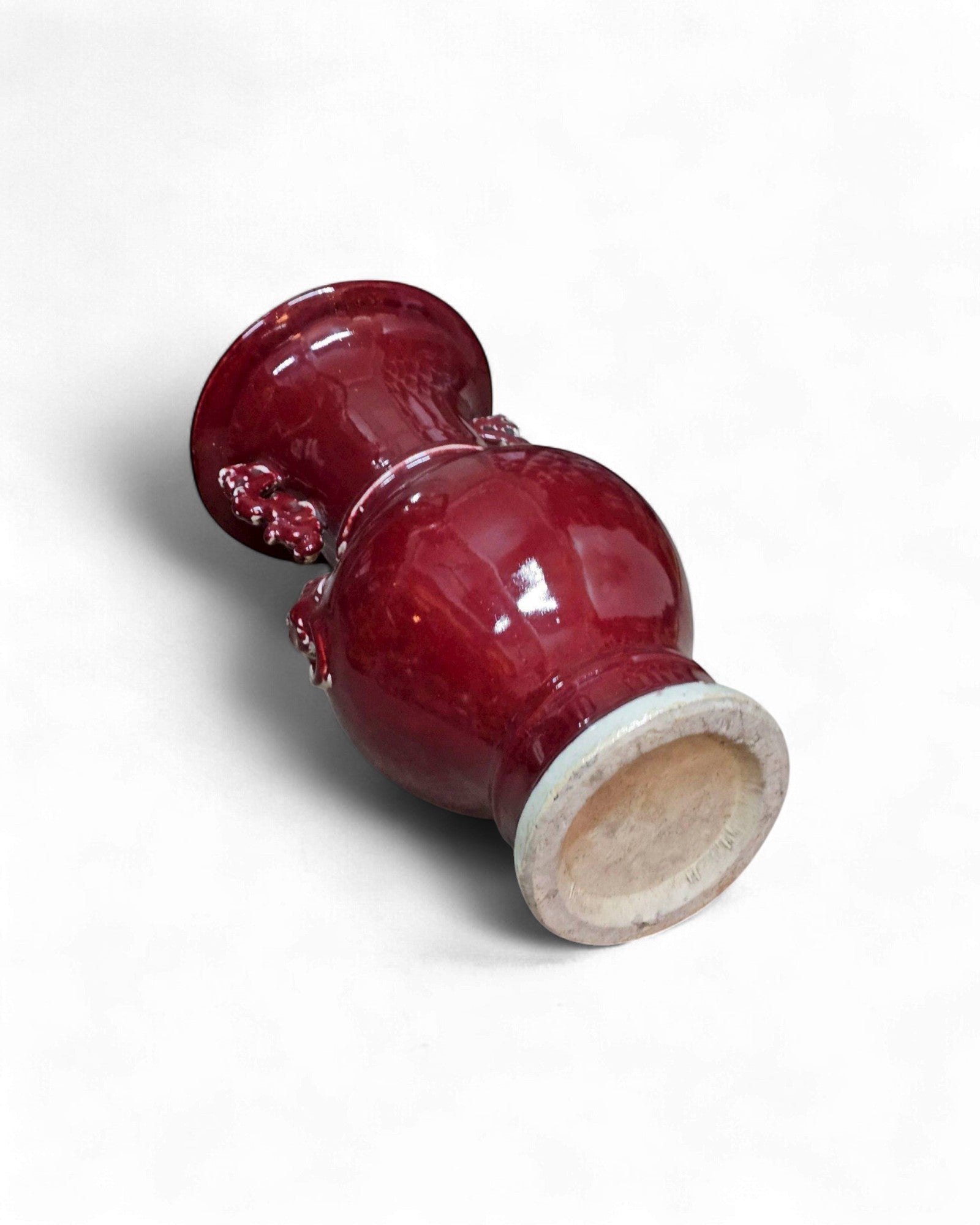 Cherry-Red Glazed Ceramic Vase
