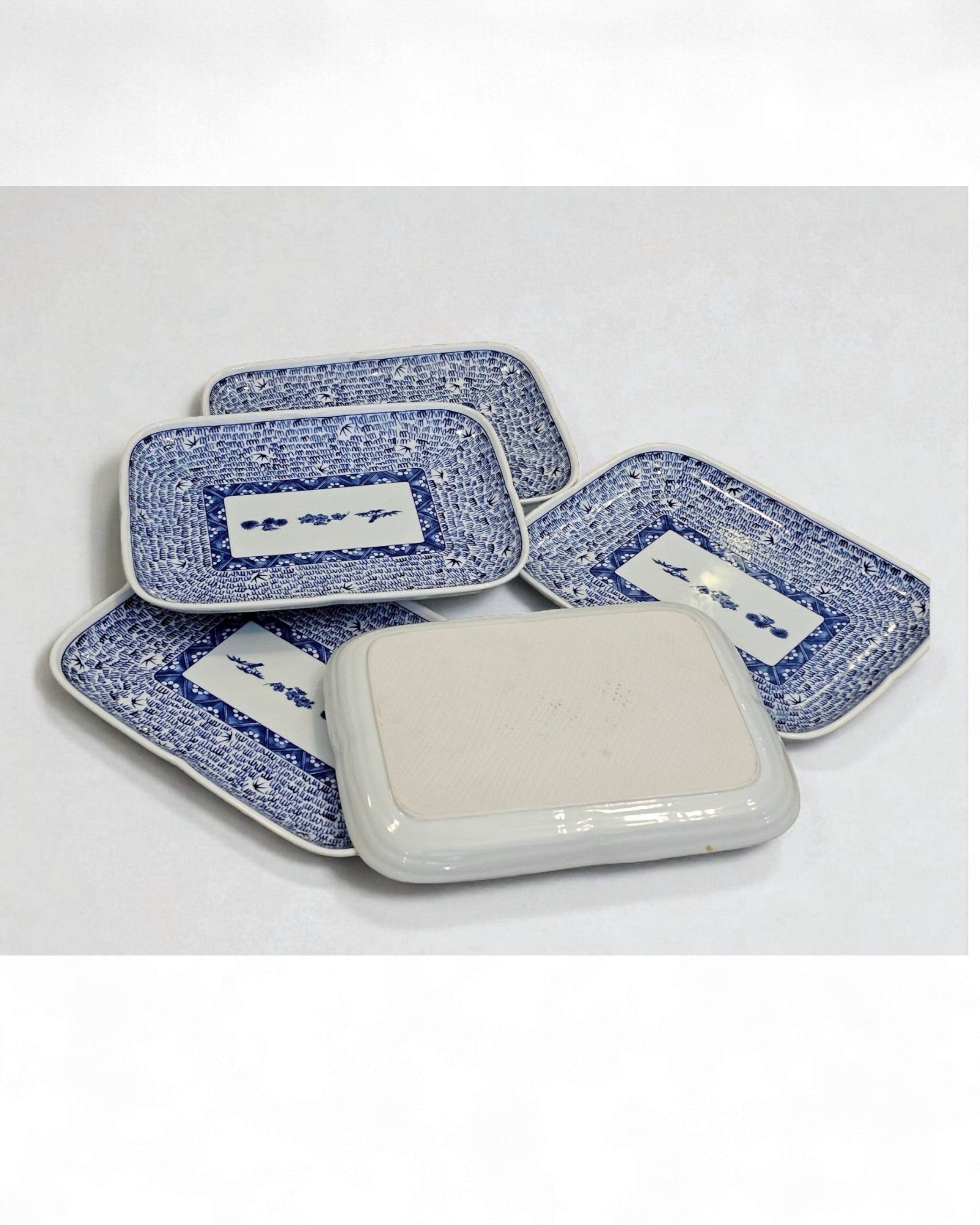 "Arita" Japanese Ceramic Blue & White Rectangular Trays