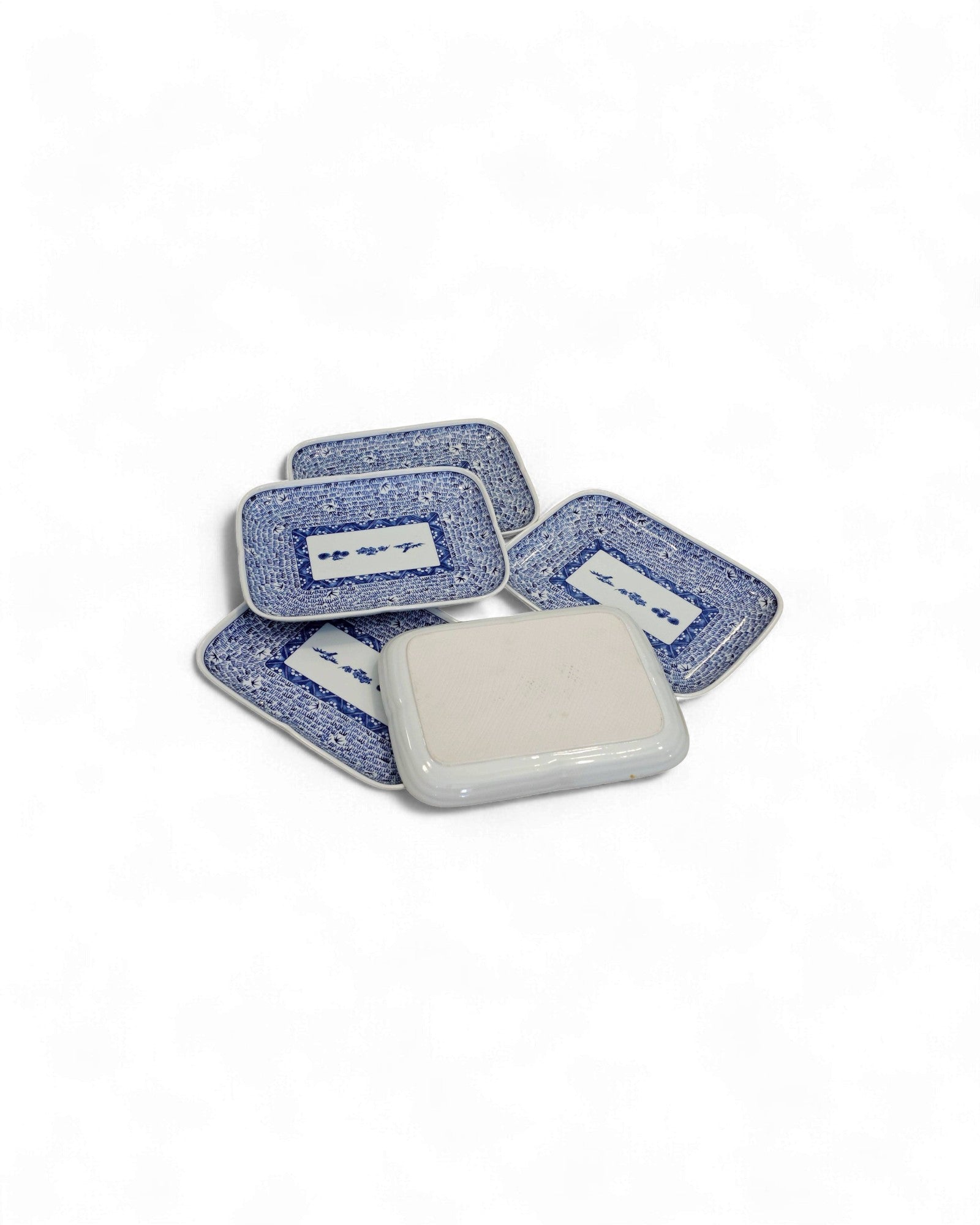 "Arita" Japanese Ceramic Blue & White Rectangular Trays