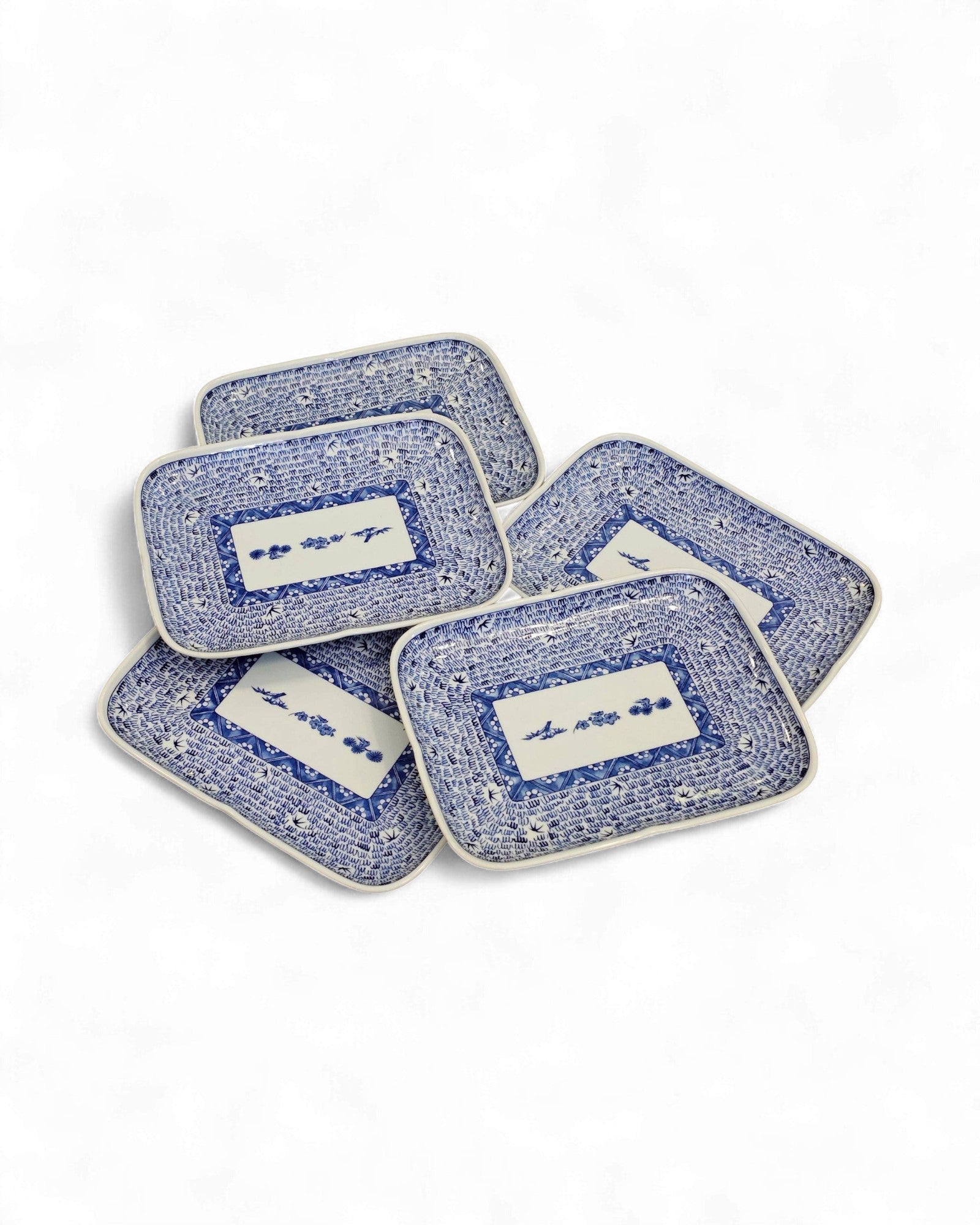 "Arita" Japanese Ceramic Blue & White Rectangular Trays