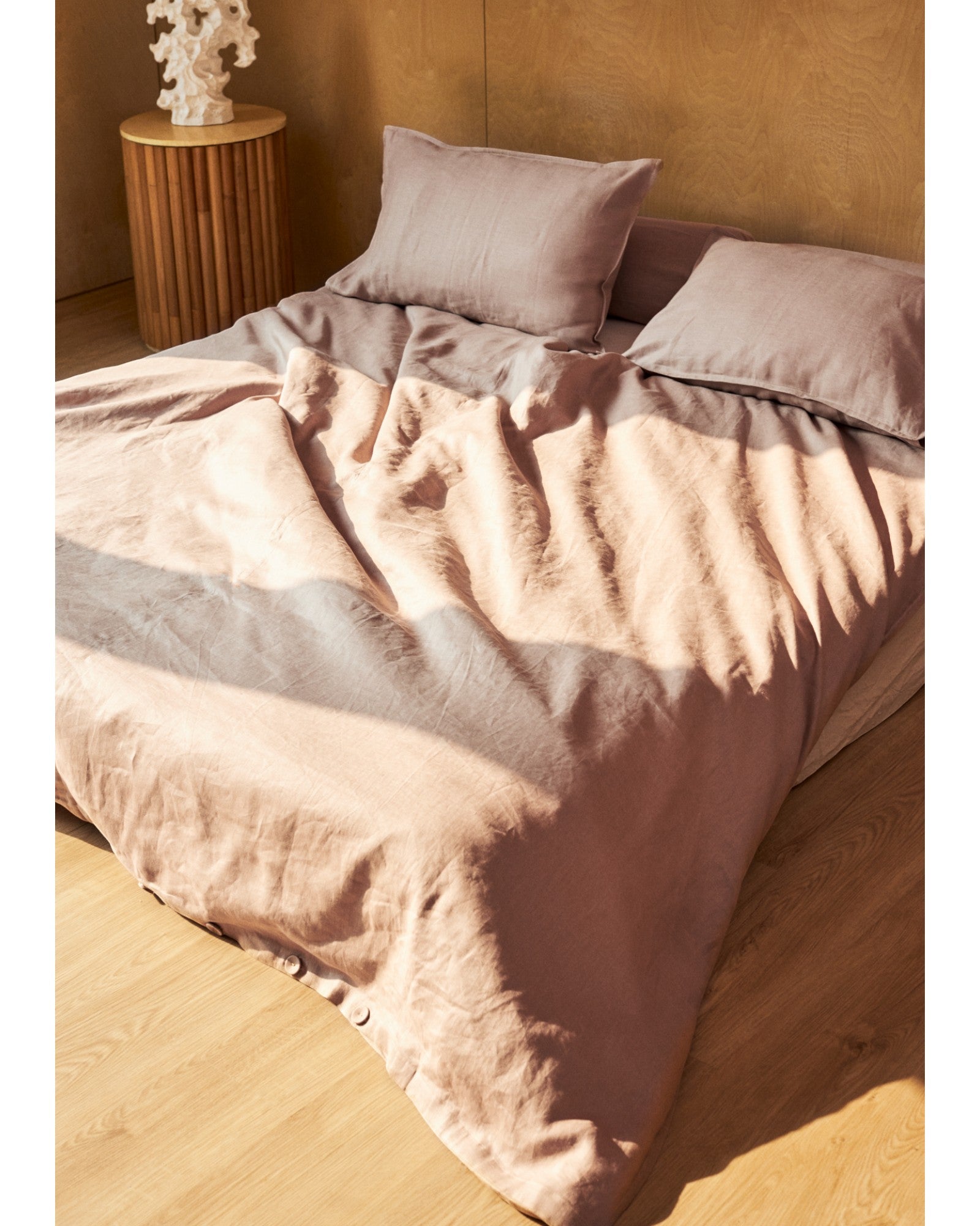 Linen Bedding Set Covers, Nude Pink - Surround Living - 4