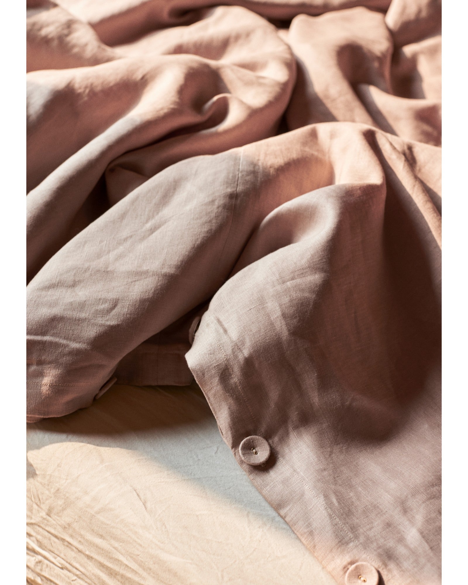Linen Bedding Set Covers, Nude Pink
