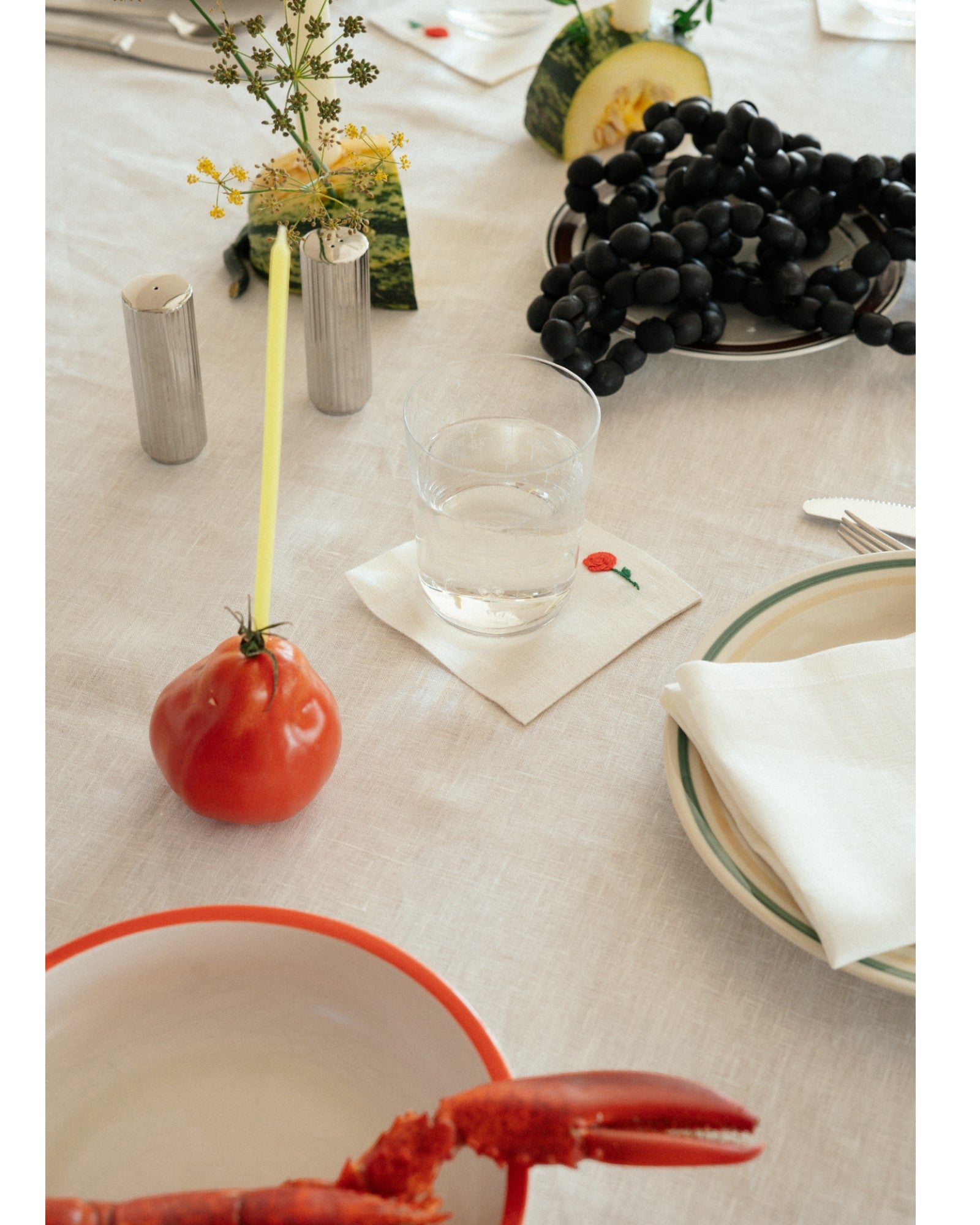 Rose Embroidery Coaster - Set of 4