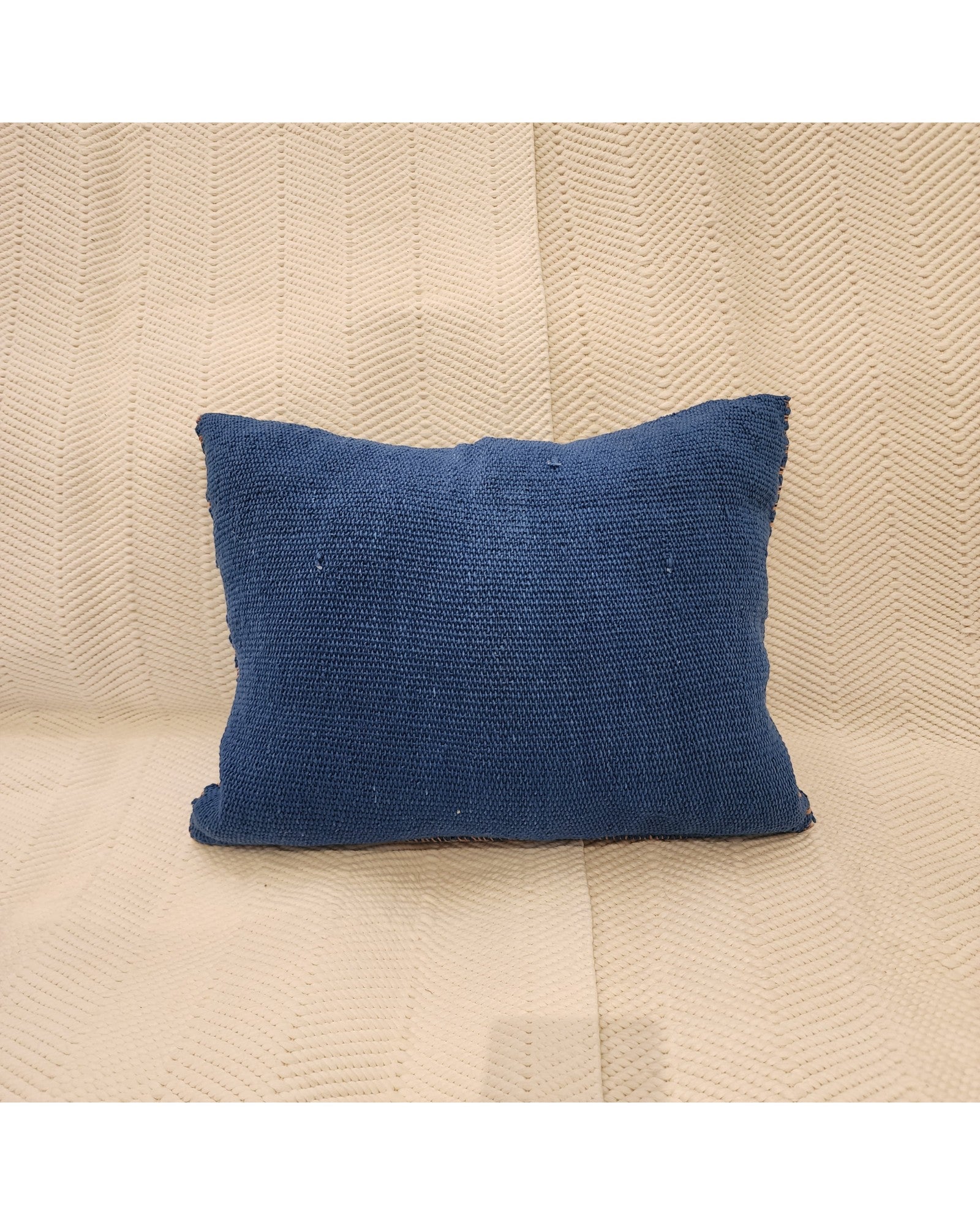 Handwoven Waist-Loom Cushion with Lisu Motif Centre - Deep Blue