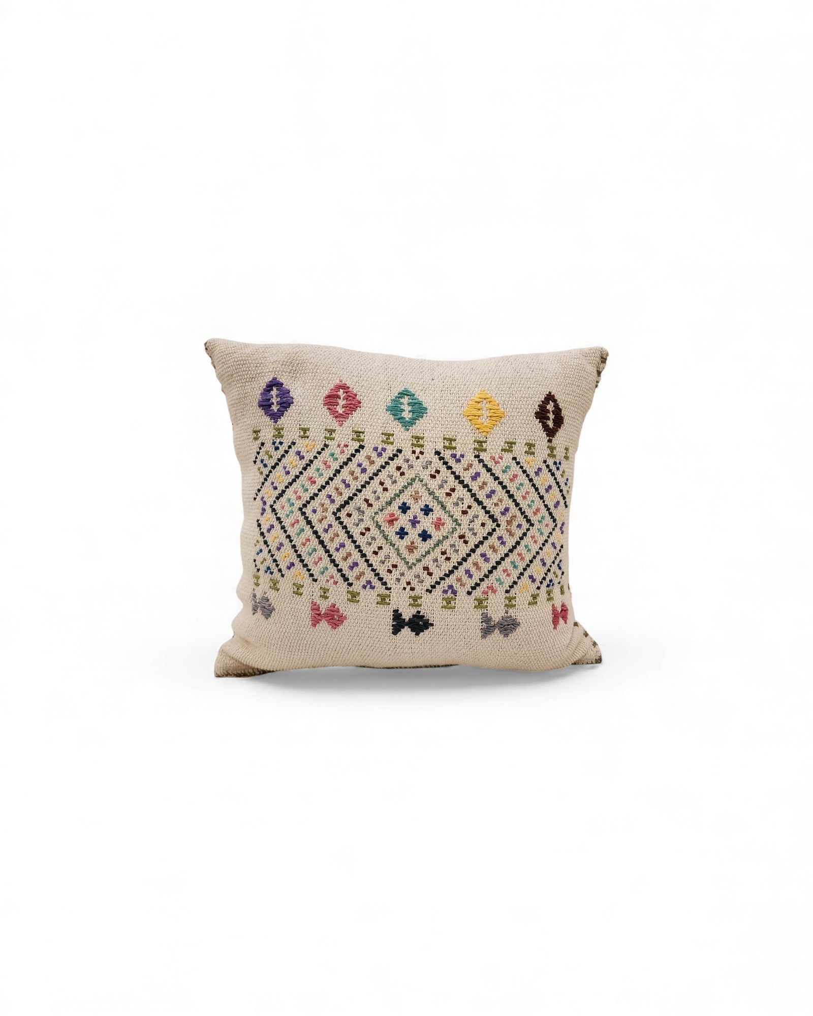 Handwoven Waist Loom Weave Cushion - White