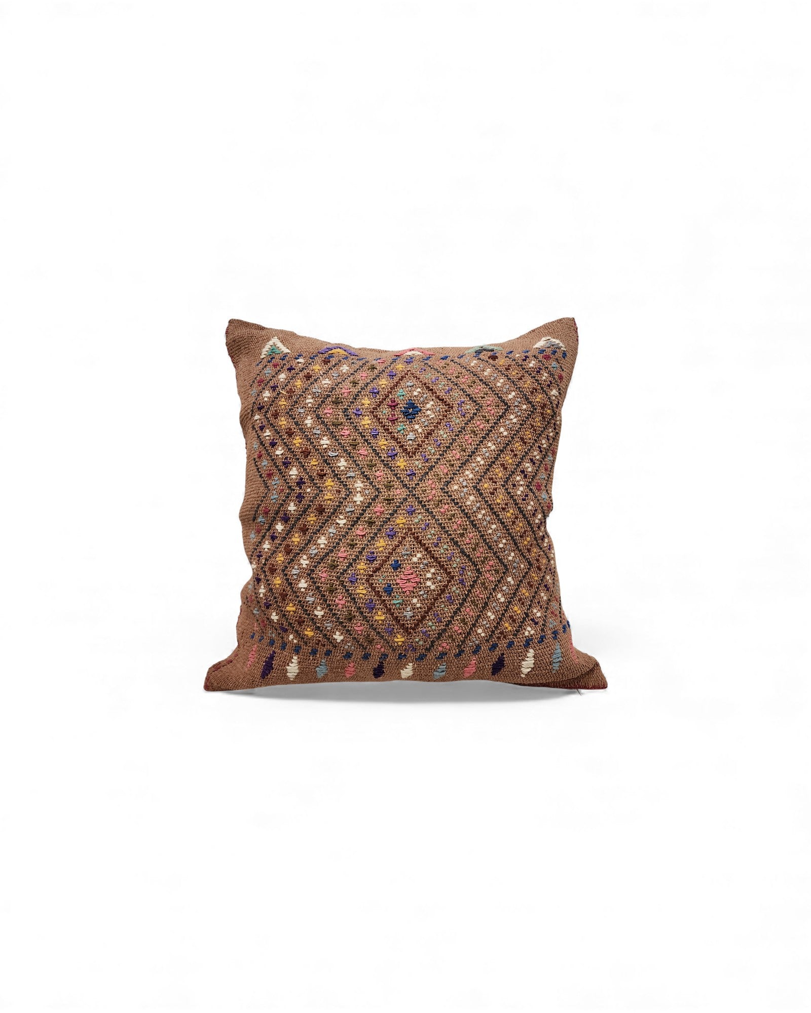 Handwoven Waist Loom Weave Cushion - Tan