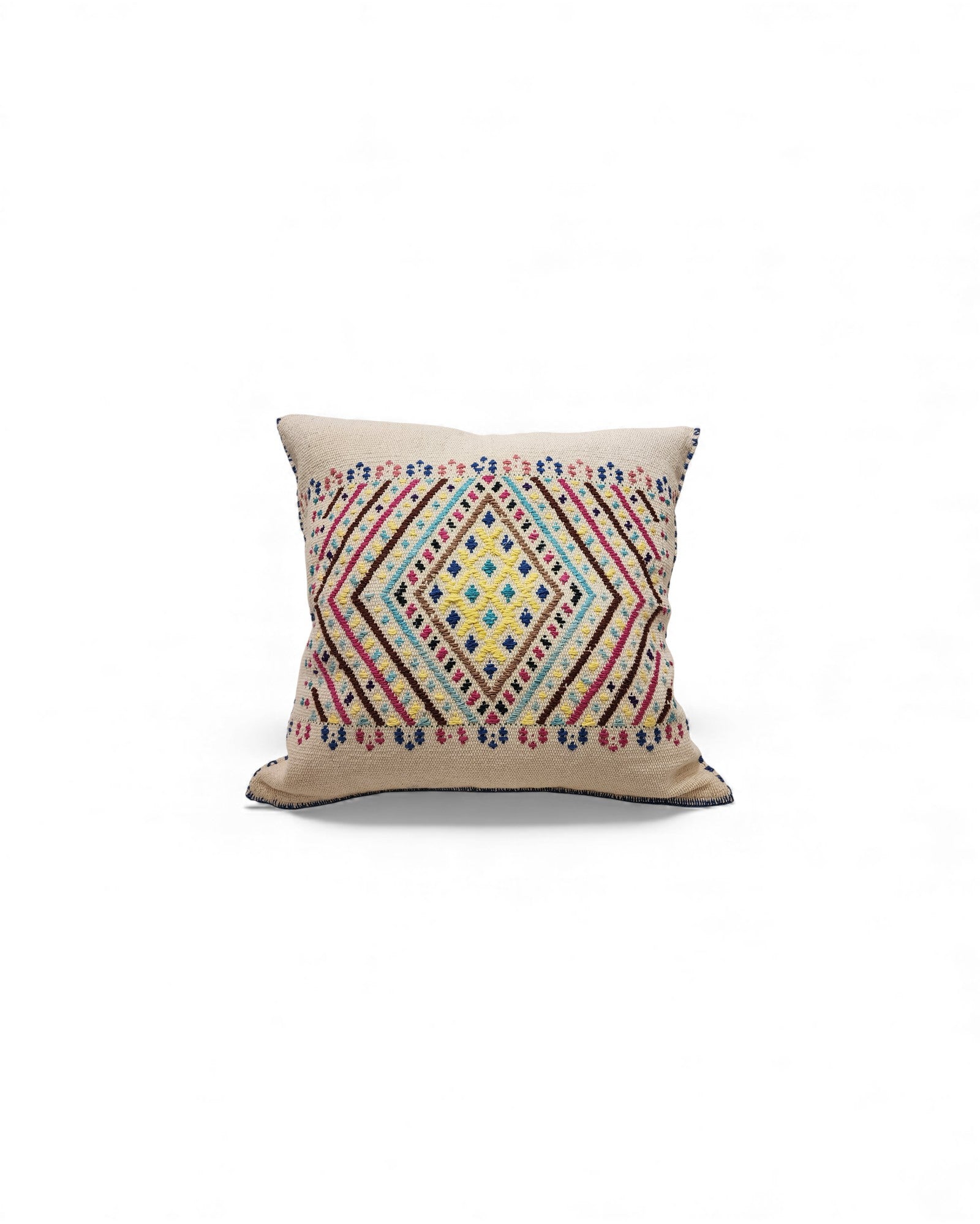 Handwoven Waist Loom Weave Cushion - Cream