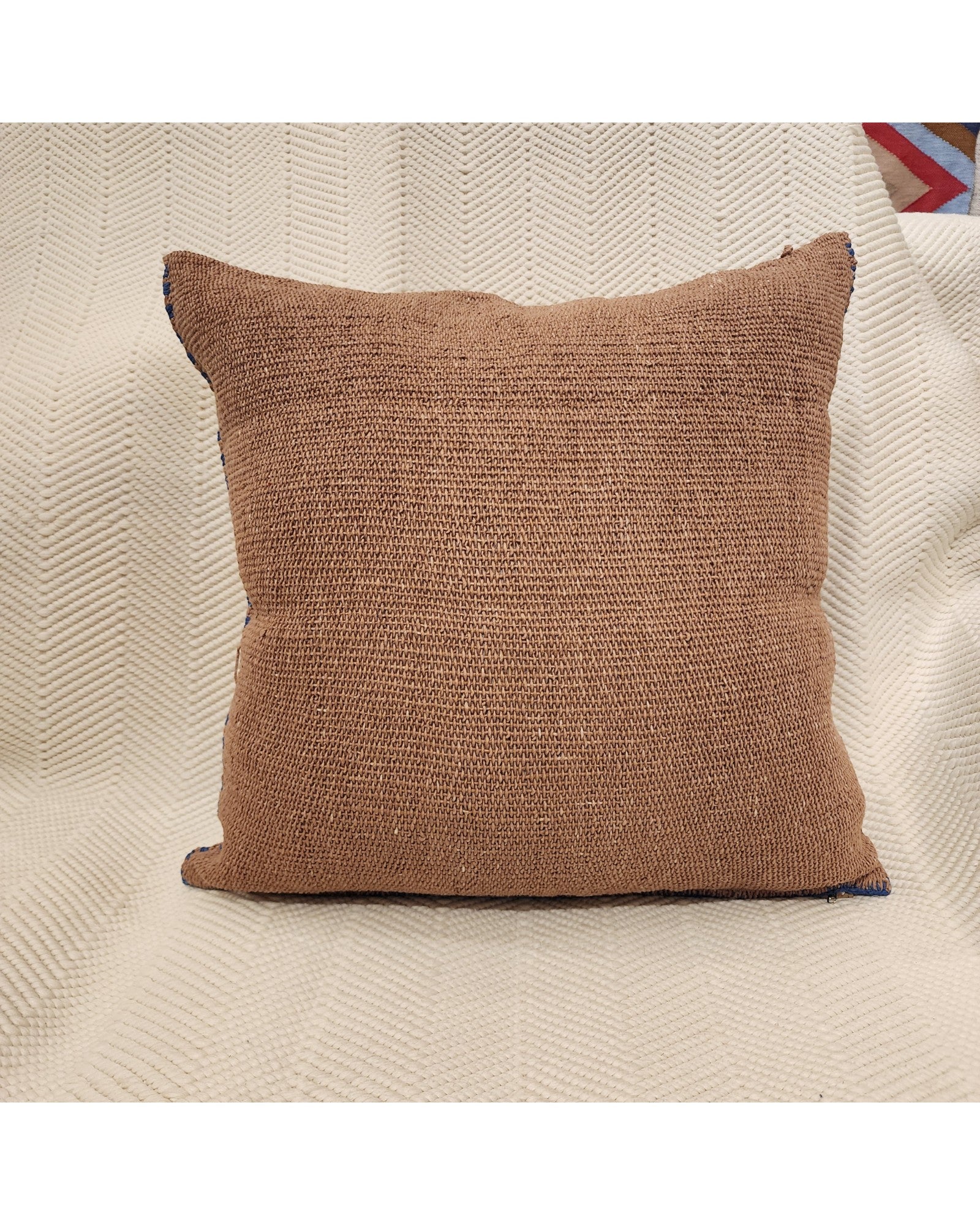 Handwoven Waist Loom Weave Cushion - Tan