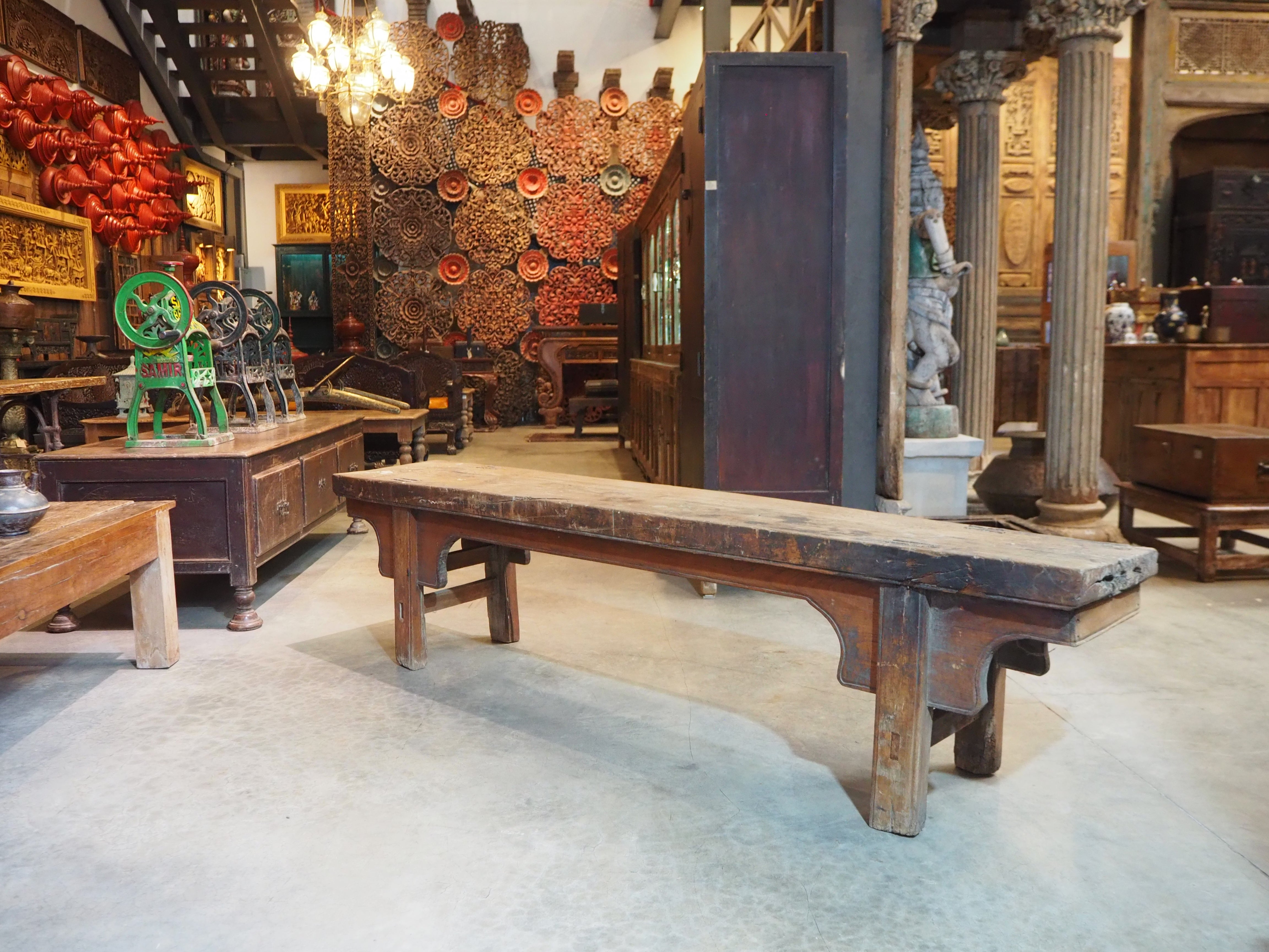 Qing Antique ChunDeng Elm Wood Long Bench