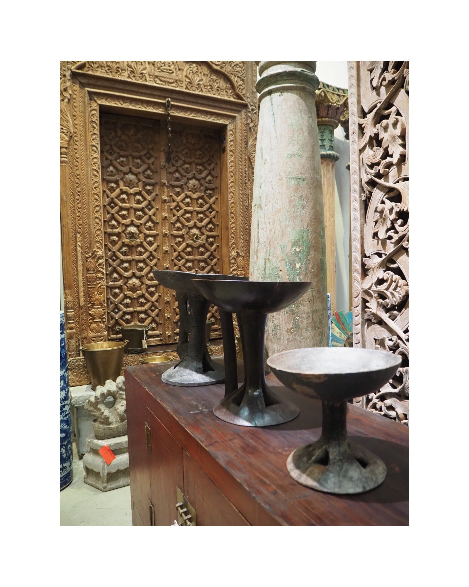 Nagaland Wooden XXL Pedestal Fruit Plate 1920s