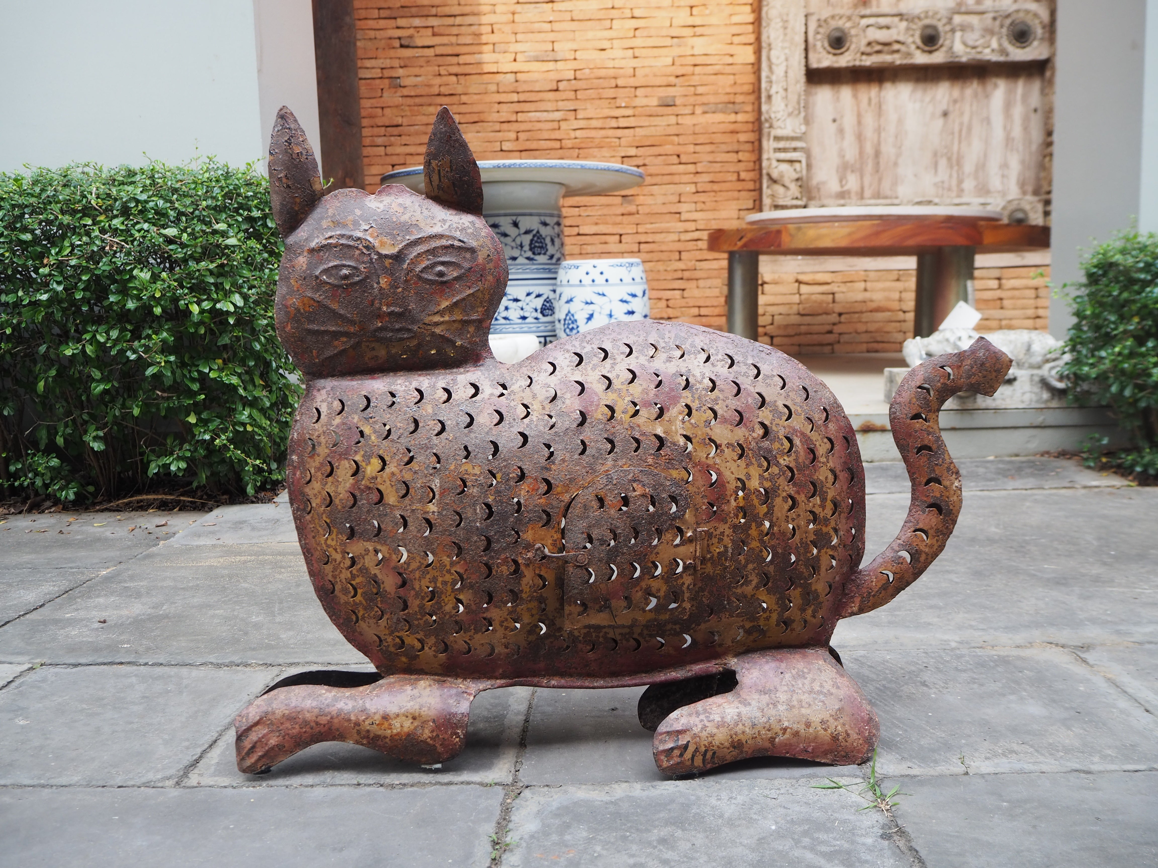 Steel Cat Scaled Candle Lantern