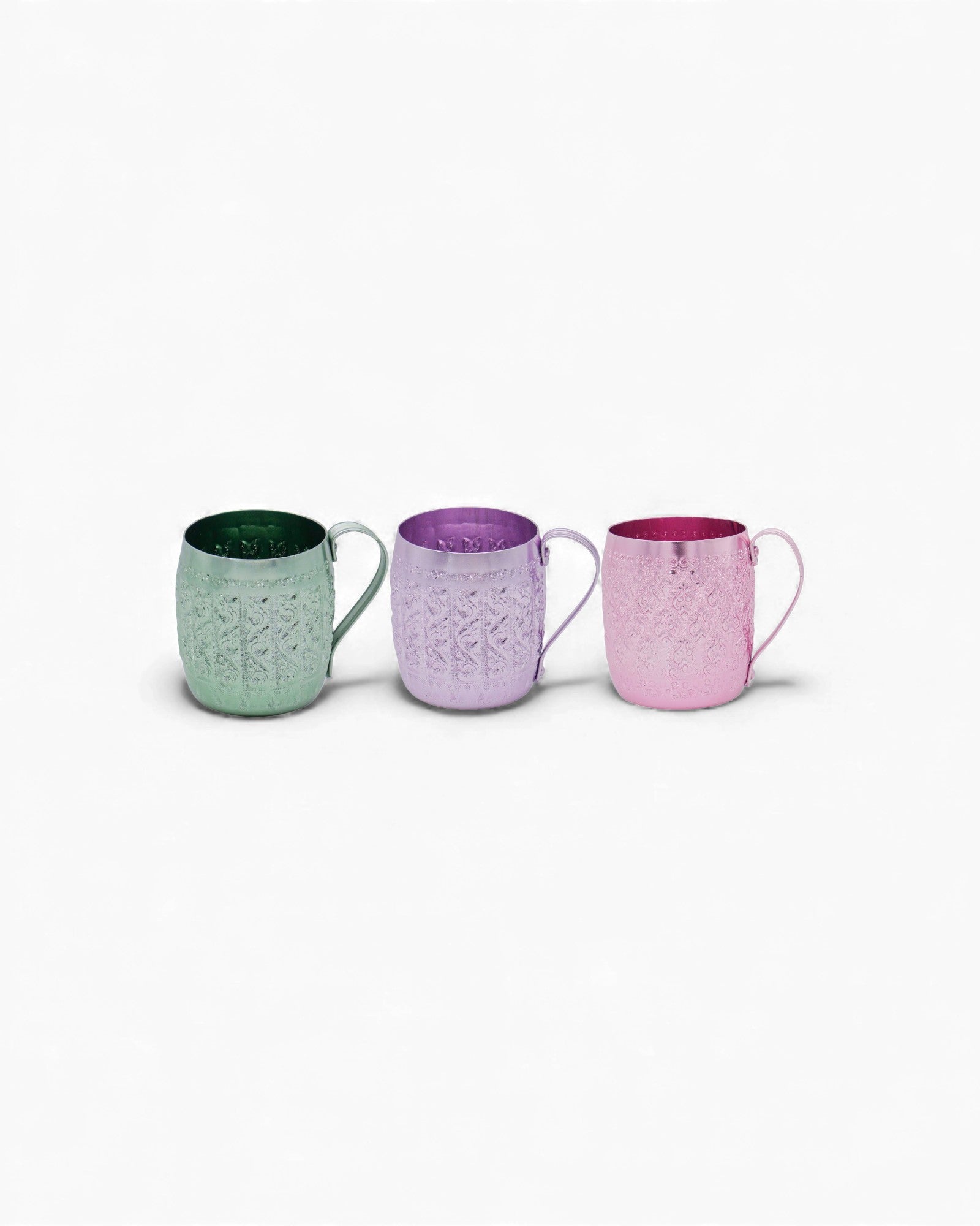 Pastel Embossed Thai - Patterned Aluminium Mugs 9 cm - Set of 3 - Surround Living - 4