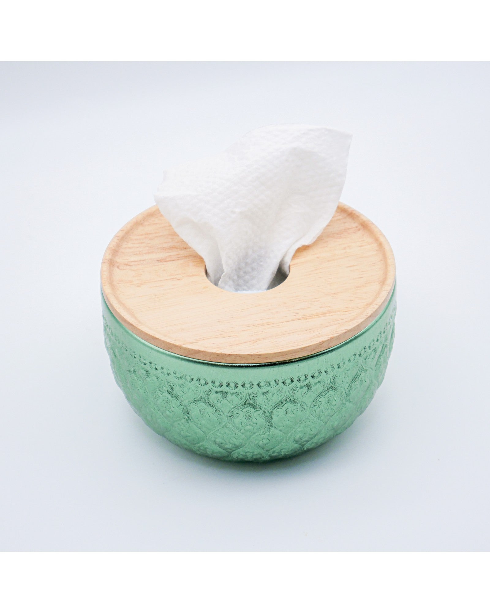 Suchai Pop Up Thai Embossed Aluminium Bowl Tissue Holder - 14cm - Surround Living - 3