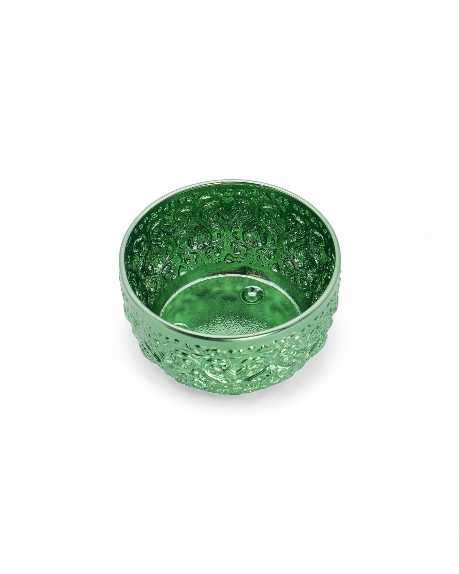 Thai Embossed Aluminium Bowl (M) - 22cm, Green