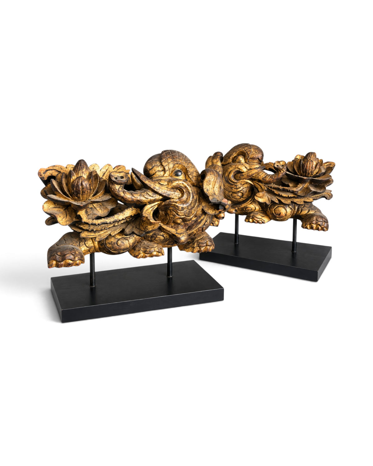 Pair Of Gilded Chinese Wood Carvings