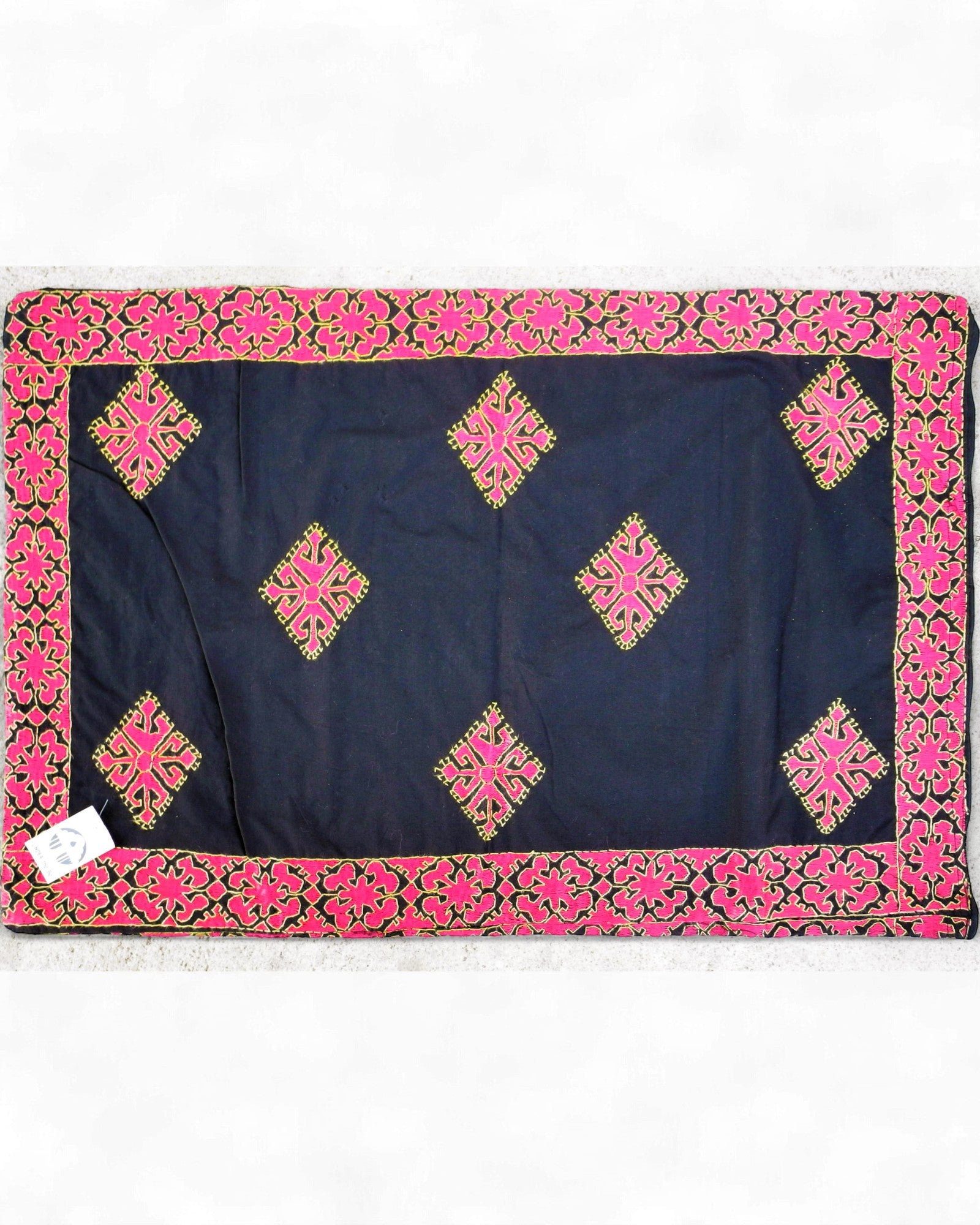Black Cotton Pillow Case with Silk Embroidery — Swat Valley