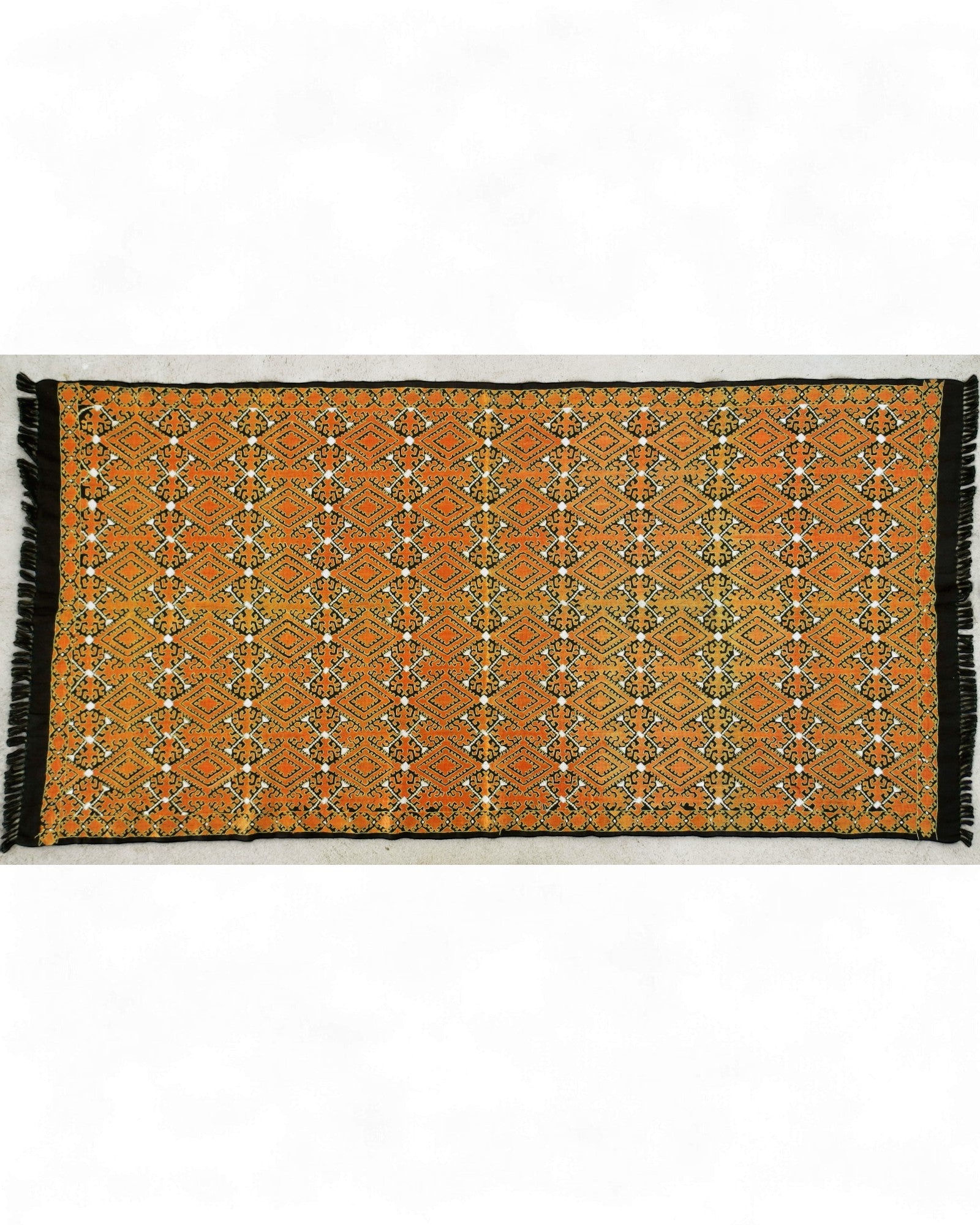Hand-Embroidered Swati Silk-on-Wool Shawl