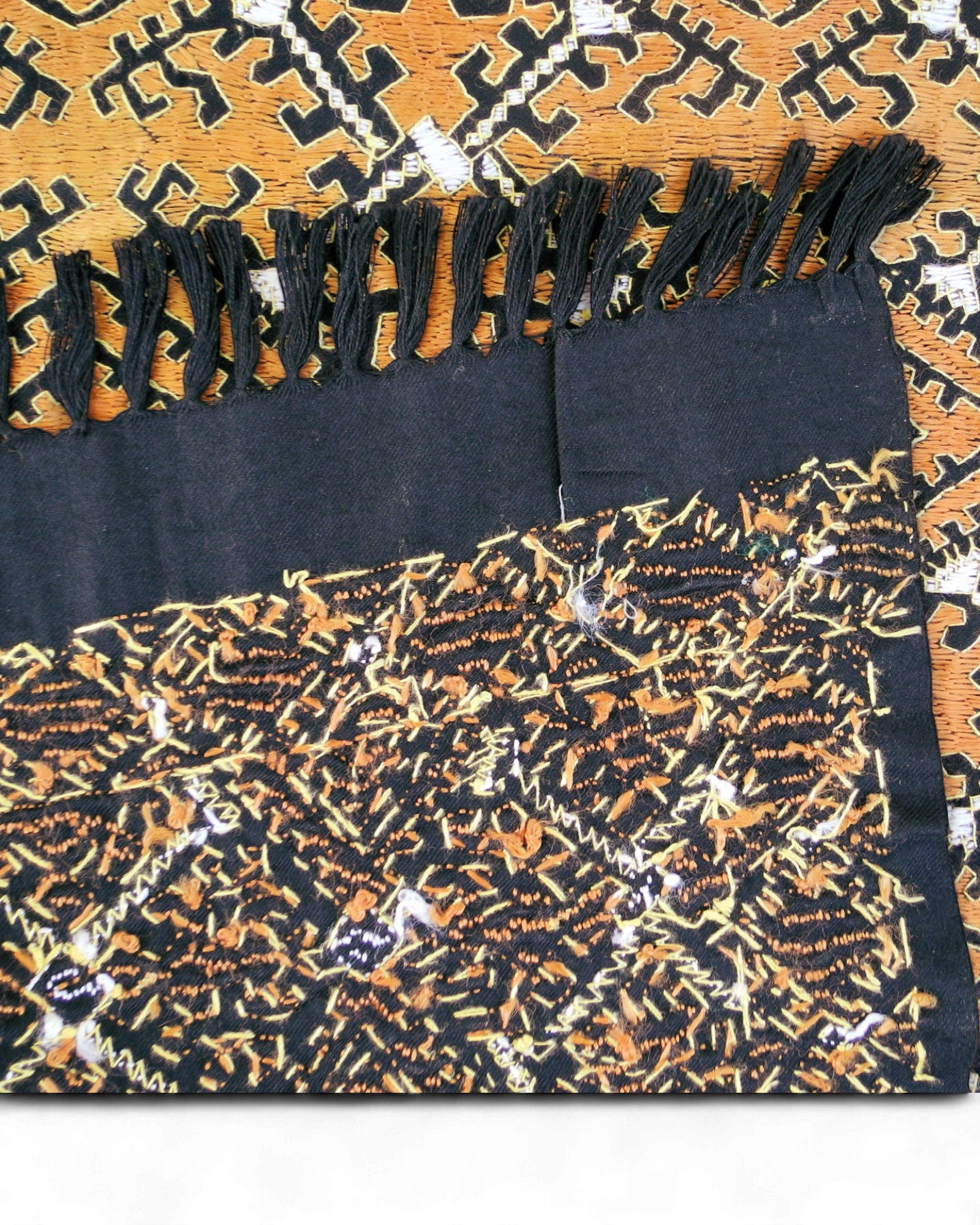 Hand-Embroidered Swati Silk-on-Wool Shawl