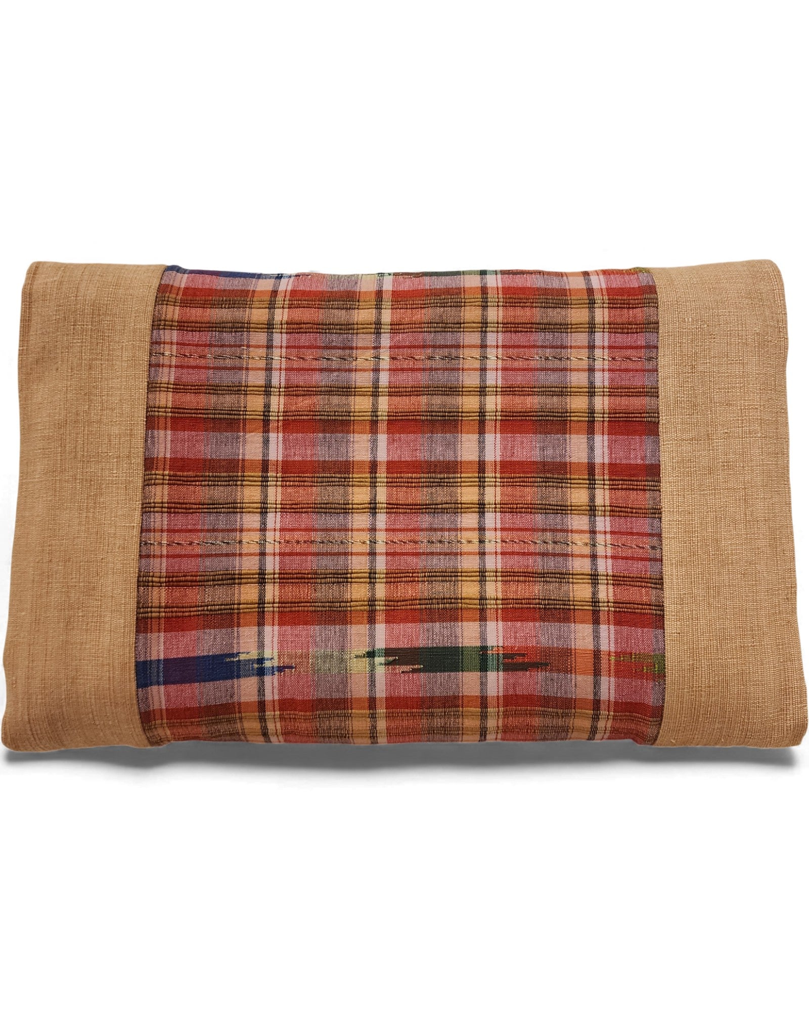 Triangular Cushion with Cotton Cover - "Pakhao ma" Thai Pattern ผ้าขาวม้า