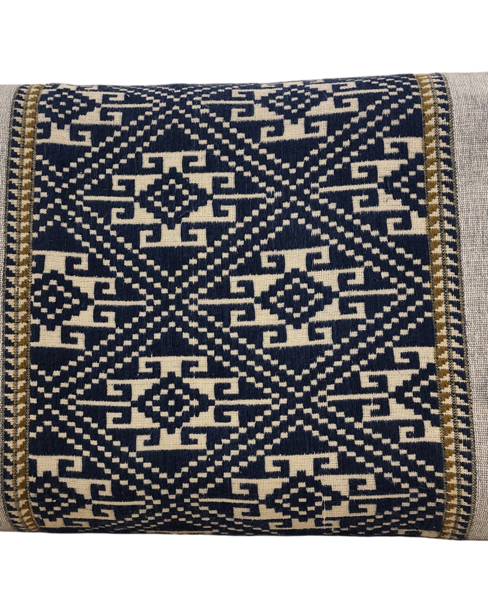 Triangular Cushion with Cotton Cover - Grey & Blue