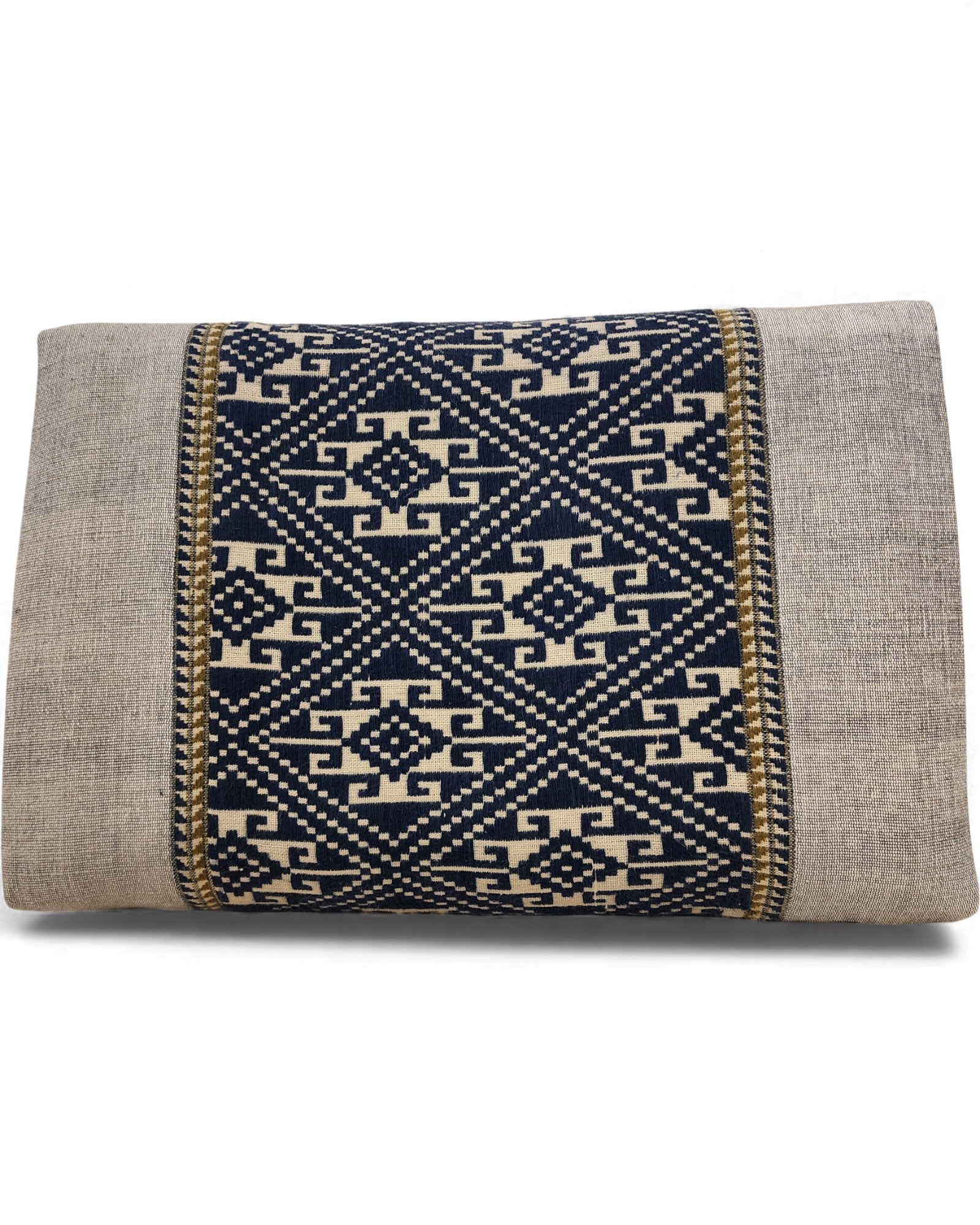 Triangular Cushion with Cotton Cover - Grey & Blue